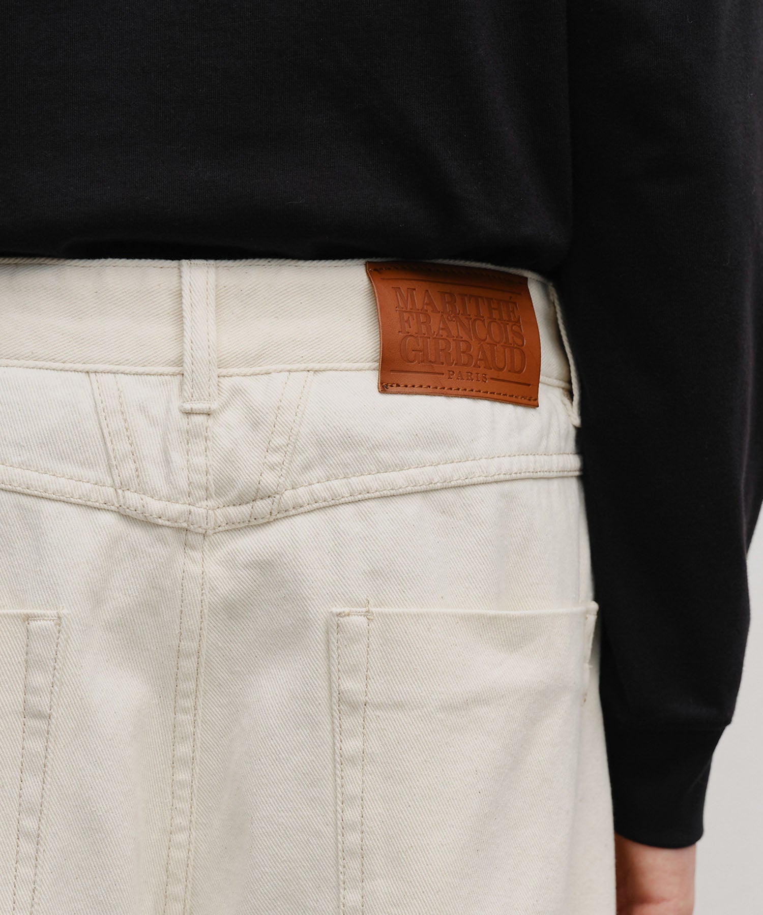 Marithe & Francois Girbaud - Low-waist Tuck Wide Denim Pants (Ecru) product image 2 | TRAB K-Fashion Australia