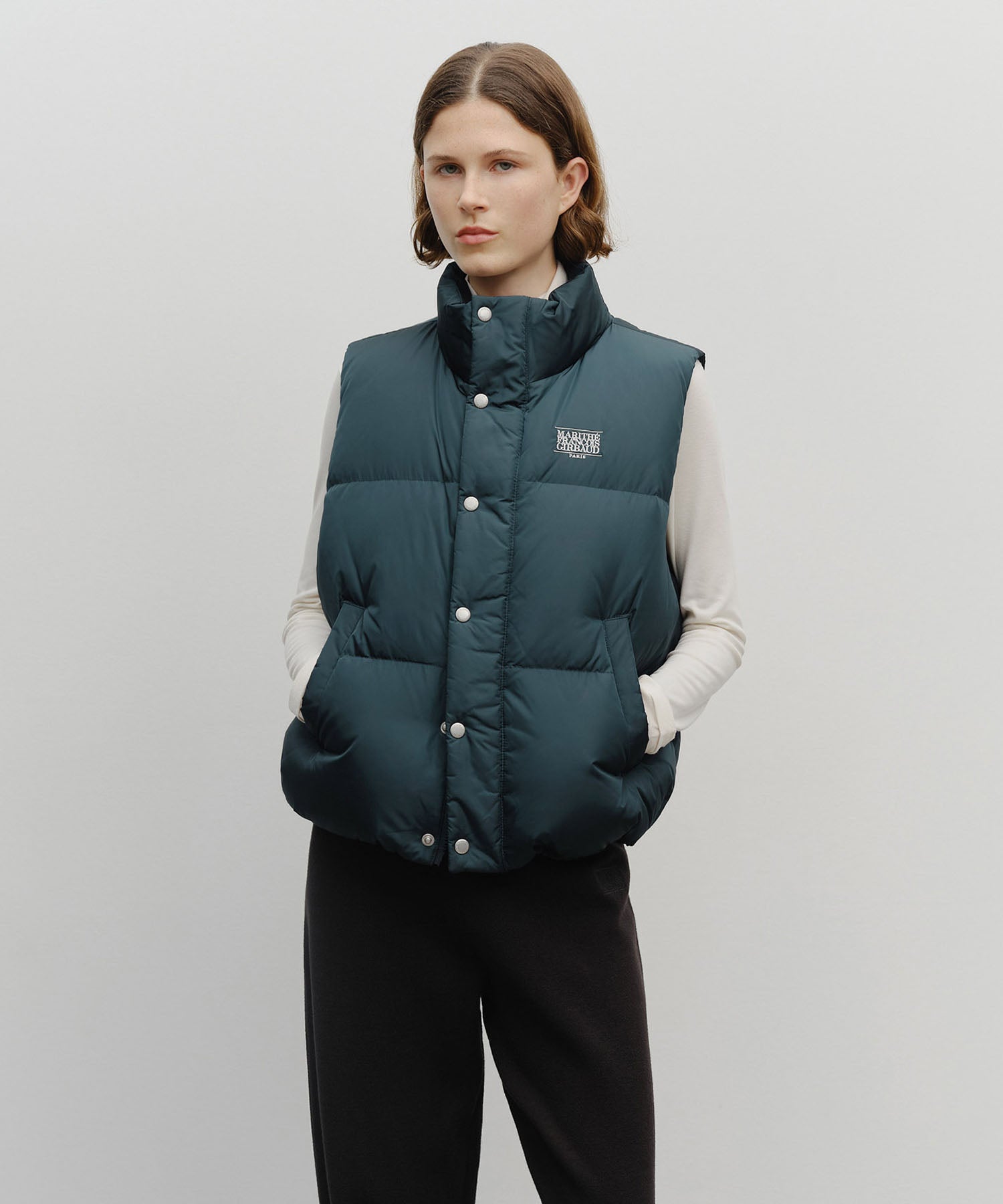 Marithe & Francois Girbaud - Classic Logo Down Vest (Dark Teal) product image 2 | TRAB K-Fashion Australia