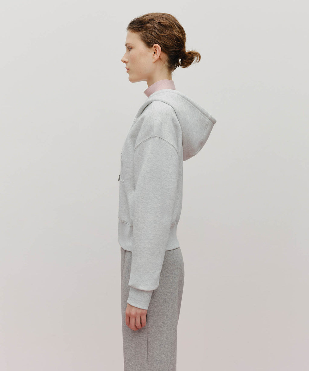 Marithe & Francois Girbaud - Lace Applique Crop Hoodie Zipup (Light Heather Gray) product image 2 | TRAB K-Fashion Australia