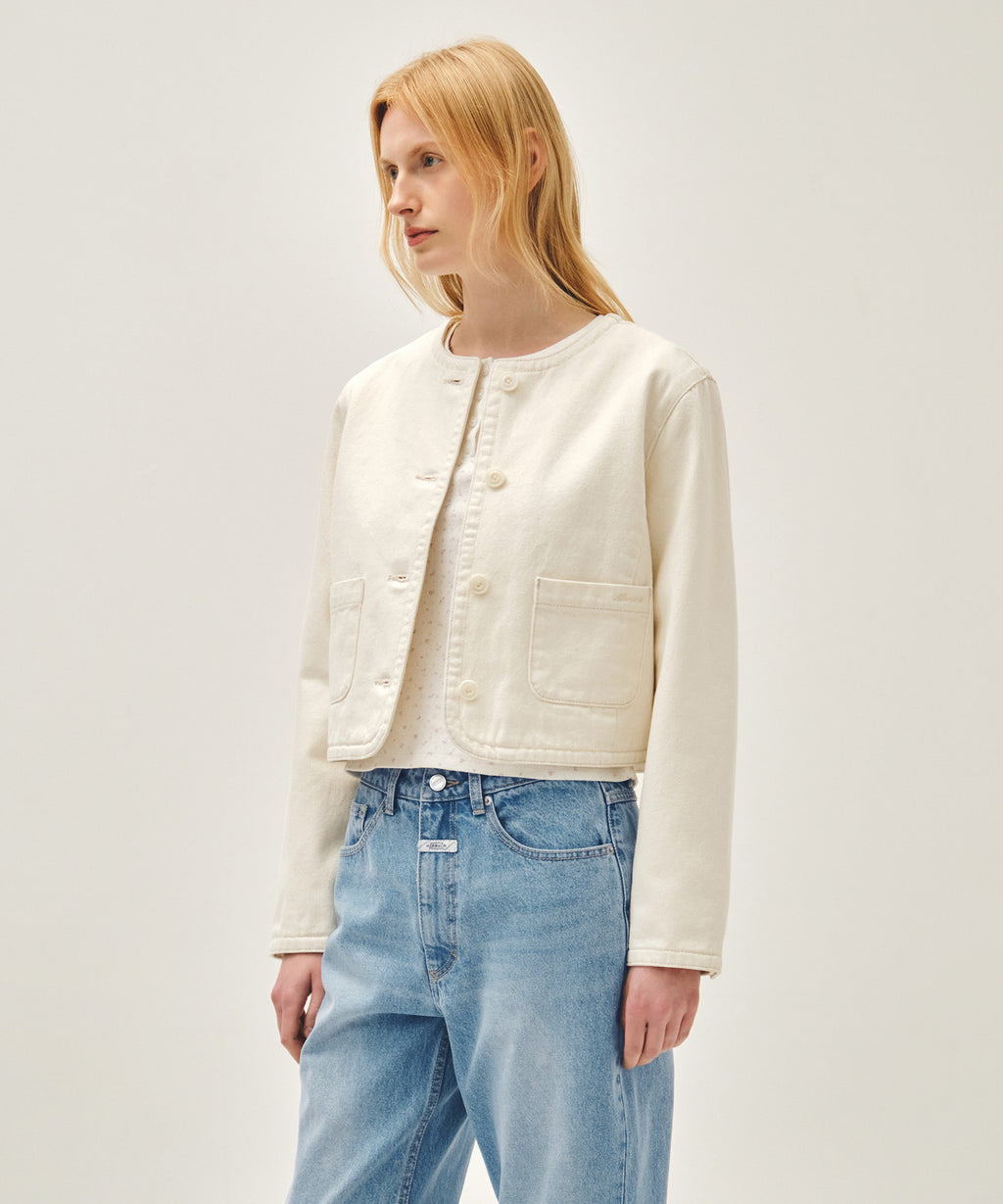Marithe & Francois Girbaud - Round Neck Denim Jacket (Ecru) product image 5 | TRAB K-Fashion Australia