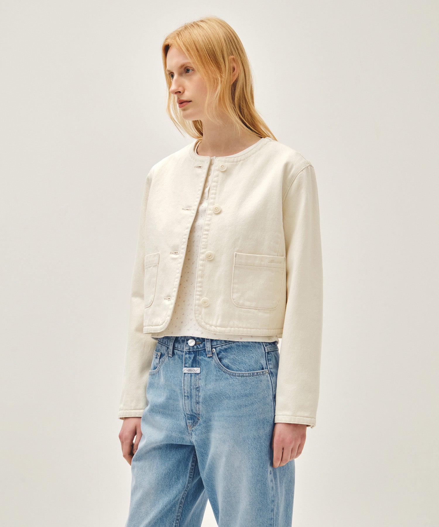 Marithe & Francois Girbaud - Round Neck Denim Jacket (Ecru) product image 5 | TRAB K-Fashion Australia