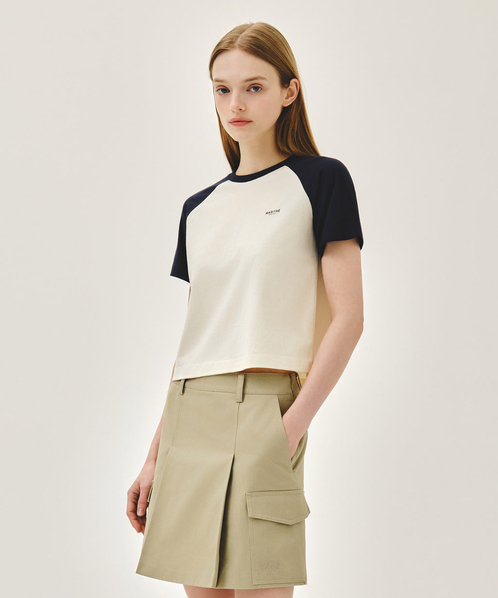 Marithe & Francois Girbaud - Small Regular Logo Raglan Crop Tee (Navy) product image 2 | TRAB K-Fashion Australia