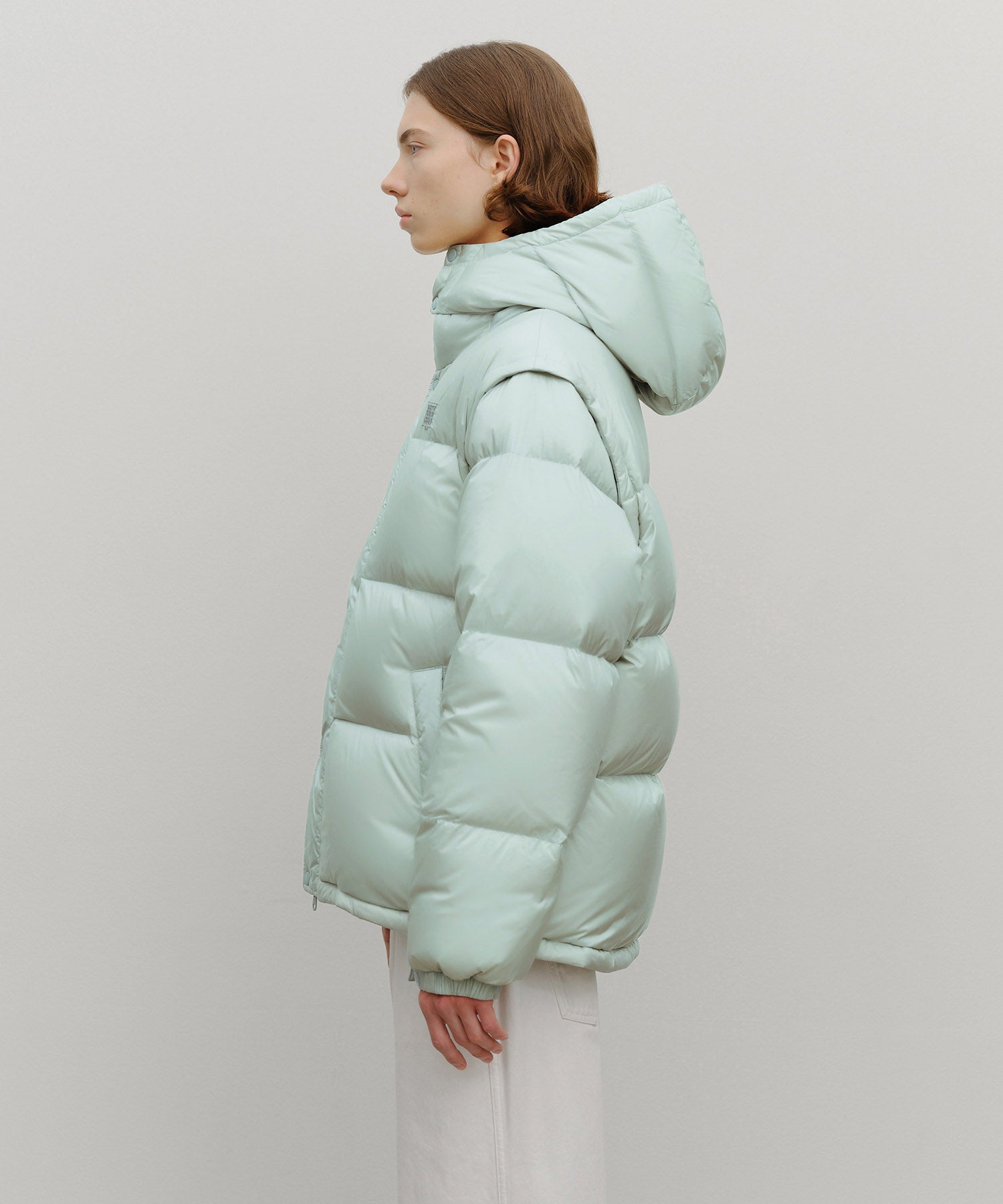 Marithe & Francois Girbaud - Detatchable Down Jacket (Mint Gray) product image 2 | TRAB K-Fashion Australia