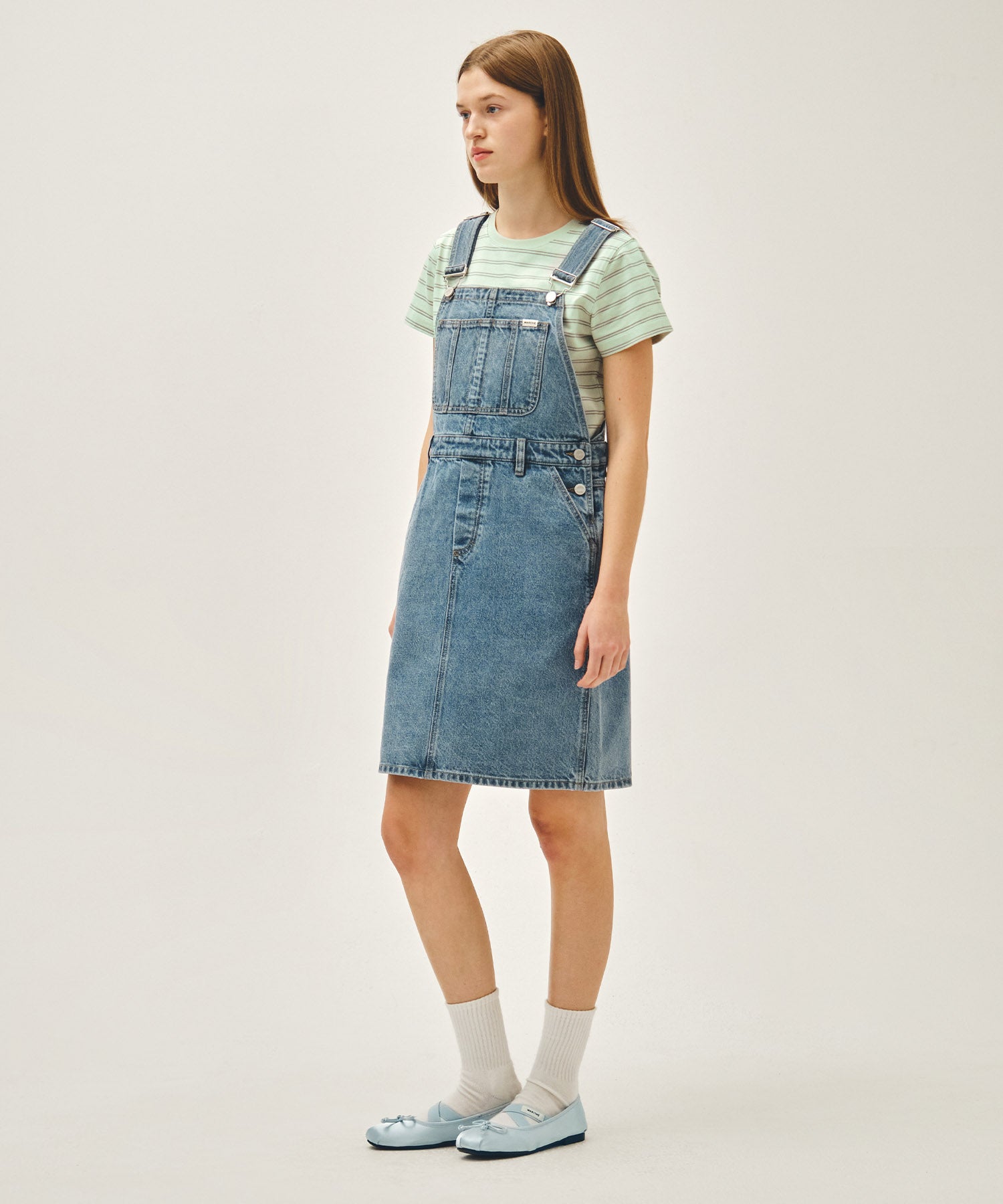 Marithe & Francois Girbaud - Denim Overall Midi Skirt (Blue) product image 2 | TRAB K-Fashion Australia