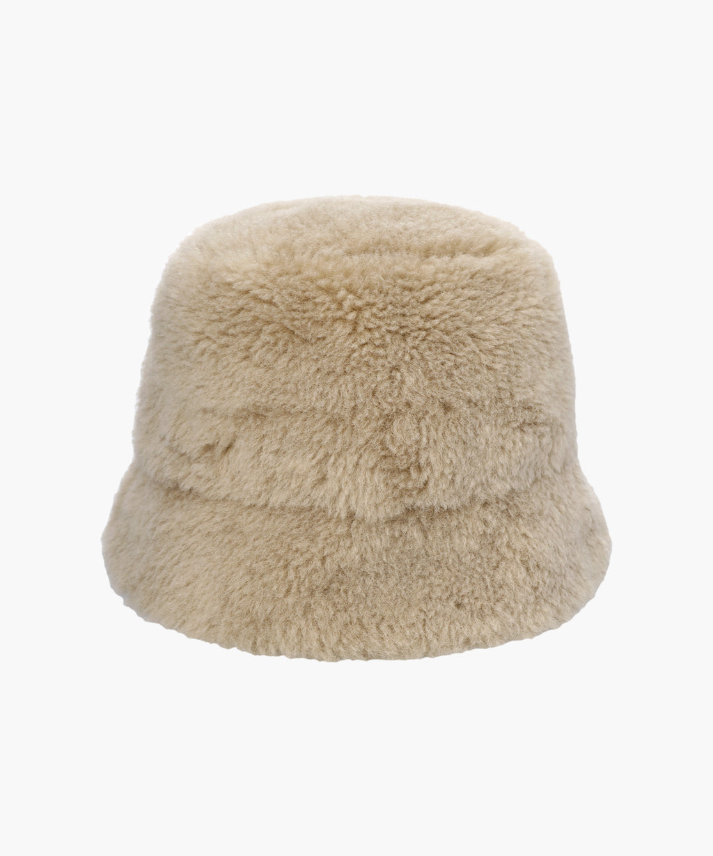 Marithe & Francois Girbaud - Classic Logo Fur Bucket Hat (Beige) product image 2 | TRAB K-Fashion Australia