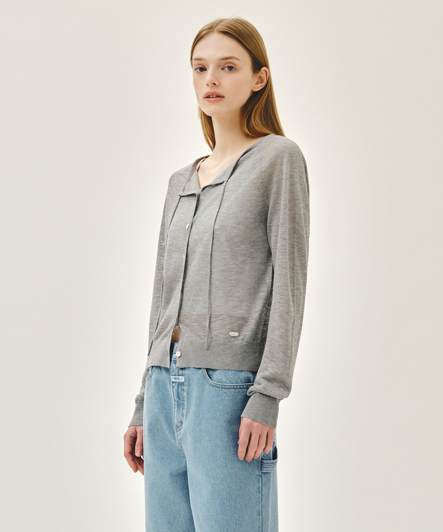 Marithe & Francois Girbaud - Sheer Knit Cardigan (Melange Gray) product image 5 | TRAB K-Fashion Australia