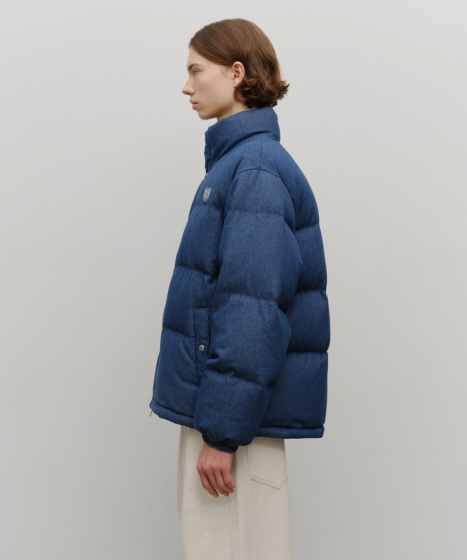 Marithe & Francois Girbaud - Classic Logo Denim Down Jacket (Dark Blue) product image 2 | TRAB K-Fashion Australia