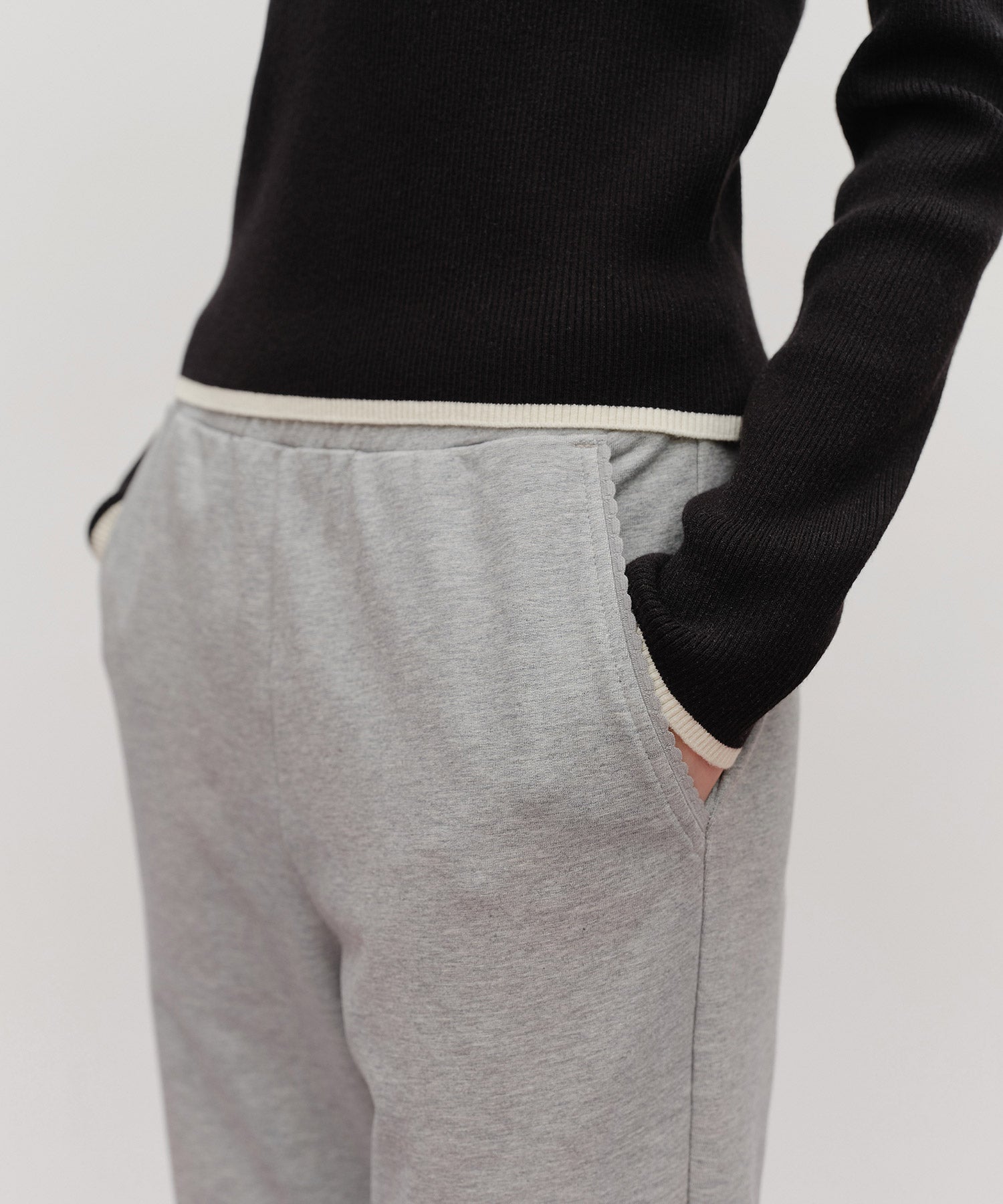 Marithe & Francois Girbaud - Lace Point Boots Cut Sweat Pants (Heather Gray) product image 2 | TRAB K-Fashion Australia