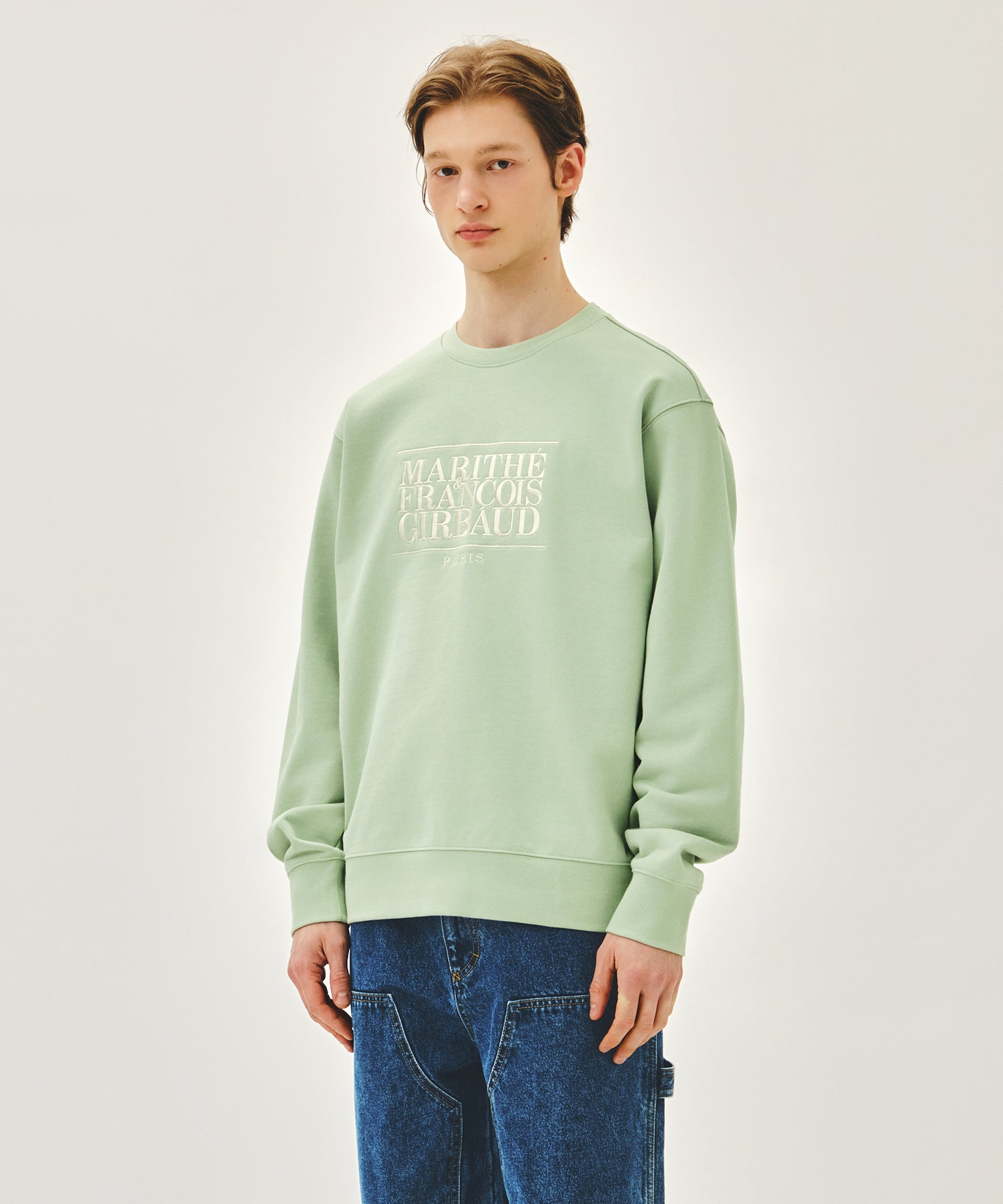 Marithe & Francois Girbaud - Classic Logo Embroidery Sweatshirt (Light Green) product image 2 | TRAB K-Fashion Australia
