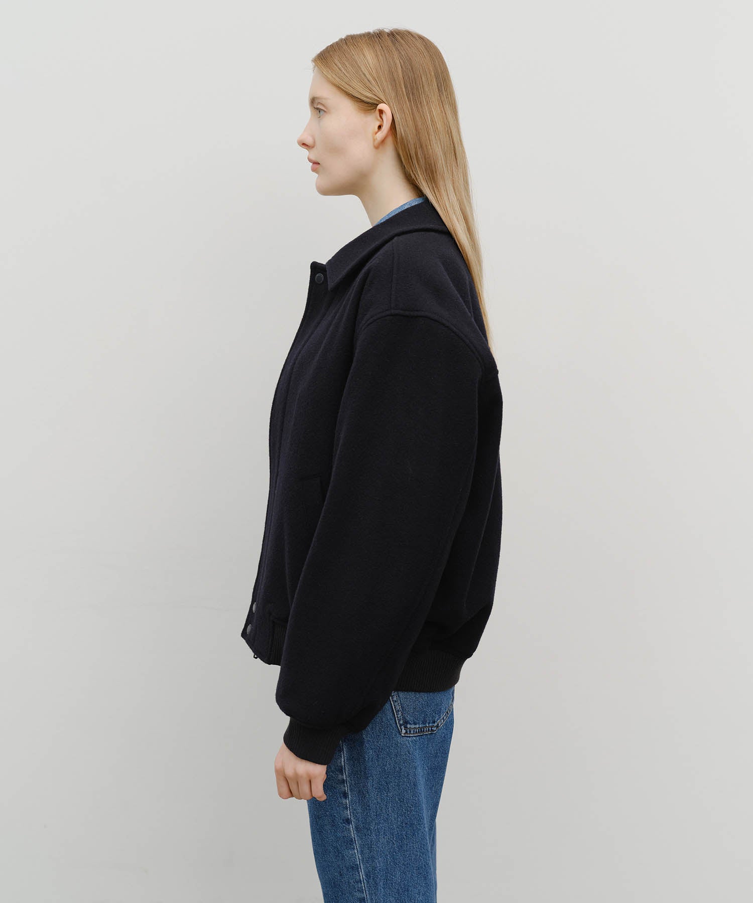 Marithe & Francois Girbaud - Wool Collar Varsity Jacket (Navy) product image 2 | TRAB K-Fashion Australia