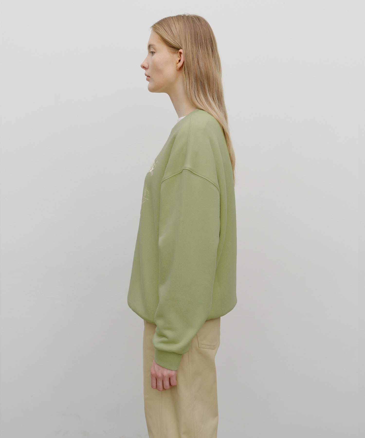 Marithe & Francois Girbaud - Winery Applique Logo Over Fit Sweatshirt (Olive) product image 2 | TRAB K-Fashion Australia