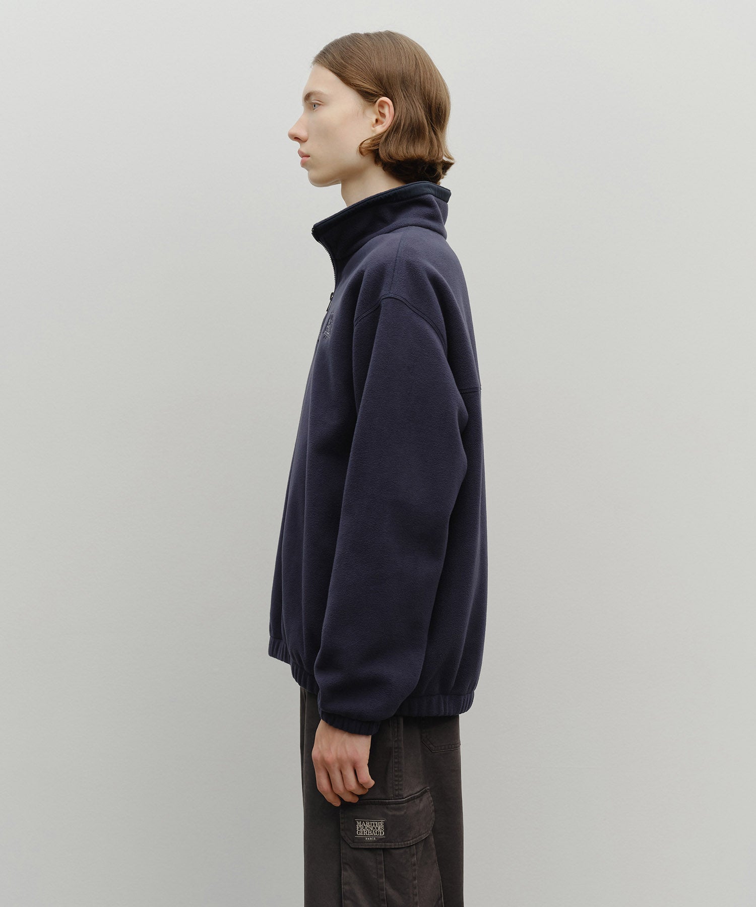 Marithe & Francois Girbaud - Classic Logo Half Neck Fleece Sweatshirt (Navy) product image 2 | TRAB K-Fashion Australia