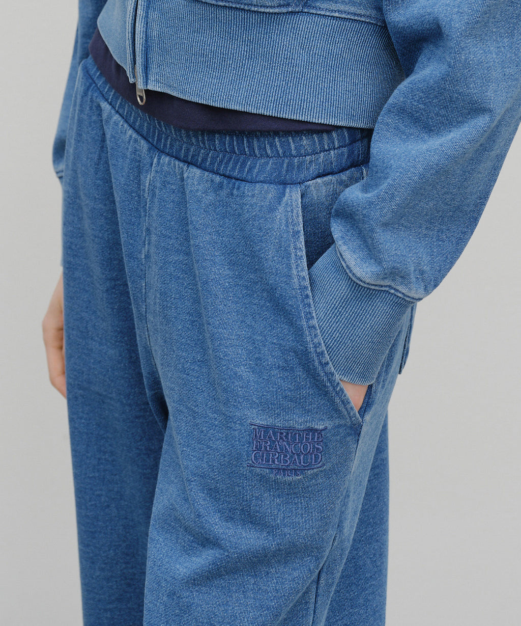 Marithe & Francois Girbaud - Embroidery Classic Logo Sweat Pants (Blue) product image 2 | TRAB K-Fashion Australia