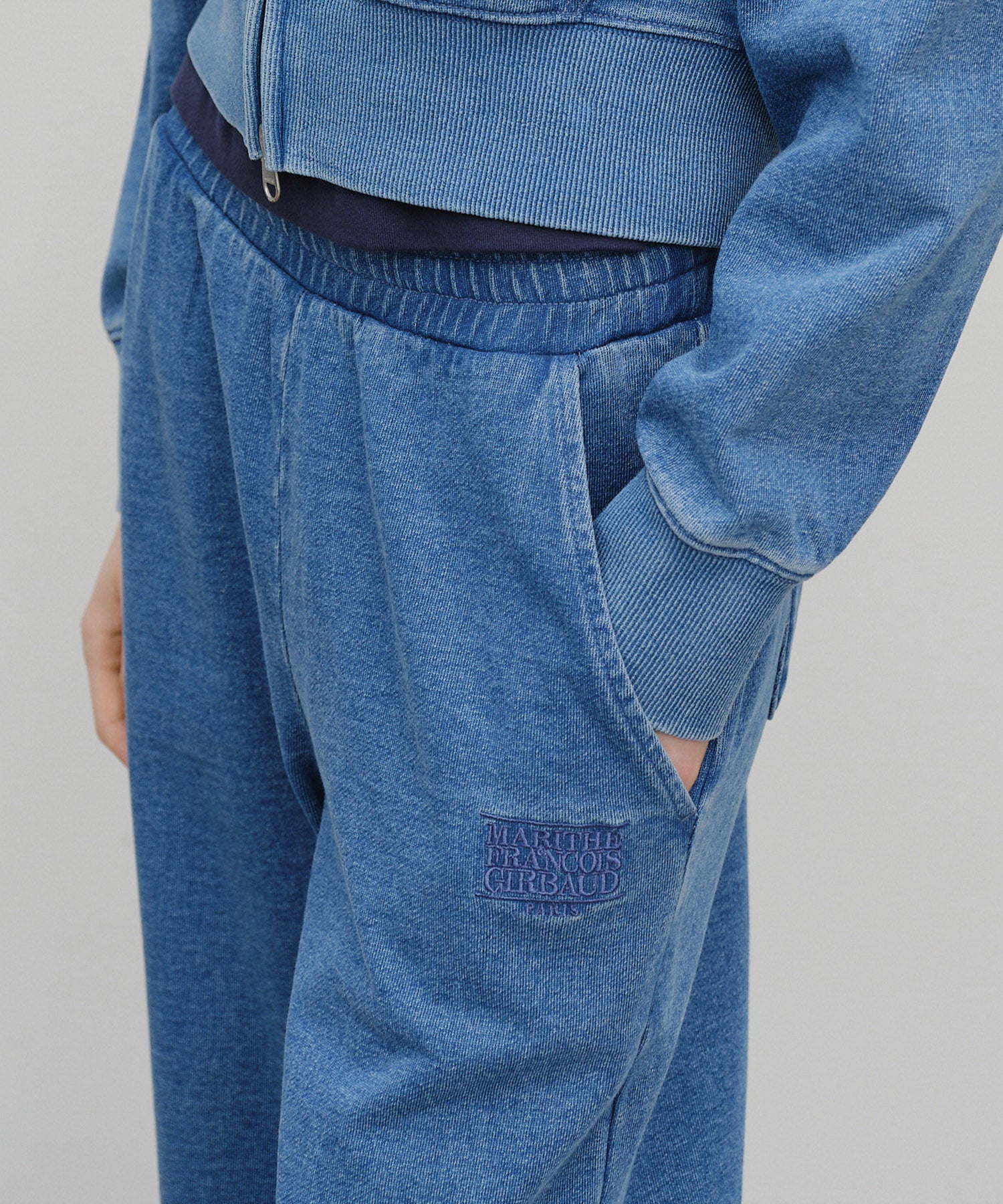 Marithe & Francois Girbaud - Embroidery Classic Logo Sweat Pants (Blue) product image 2 | TRAB K-Fashion Australia
