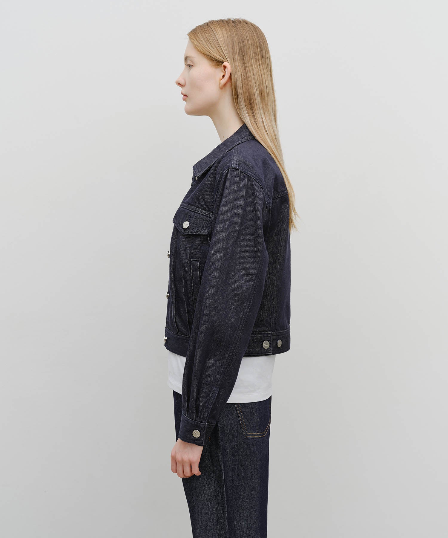 Marithe & Francois Girbaud - Denim Tuck Detail Jacket (Dark Blue) product image 2 | TRAB K-Fashion Australia