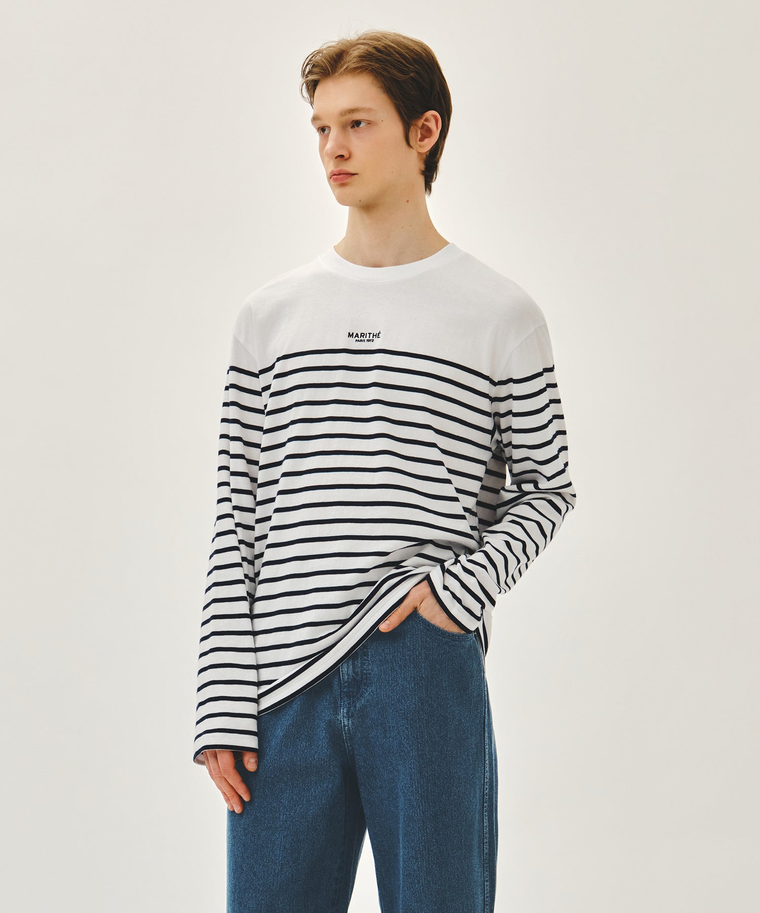 Marithe & Francois Girbaud - Block Stripe Long Sleeve Tee (Navy) product image 5 | TRAB K-Fashion Australia
