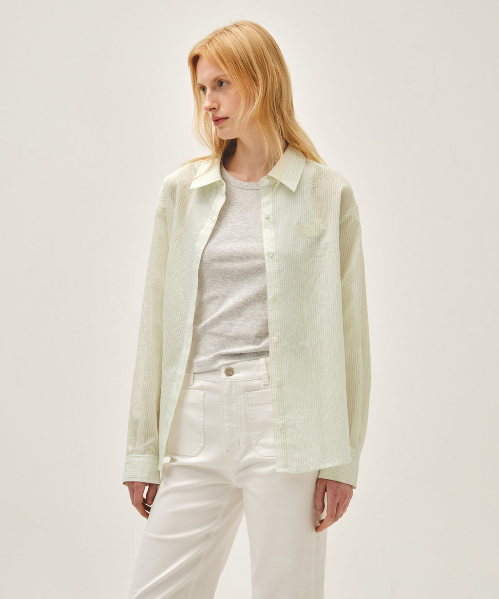Marithe & Francois Girbaud - Pattern Sheer Shirt (Ivory) product image 6 | TRAB K-Fashion Australia