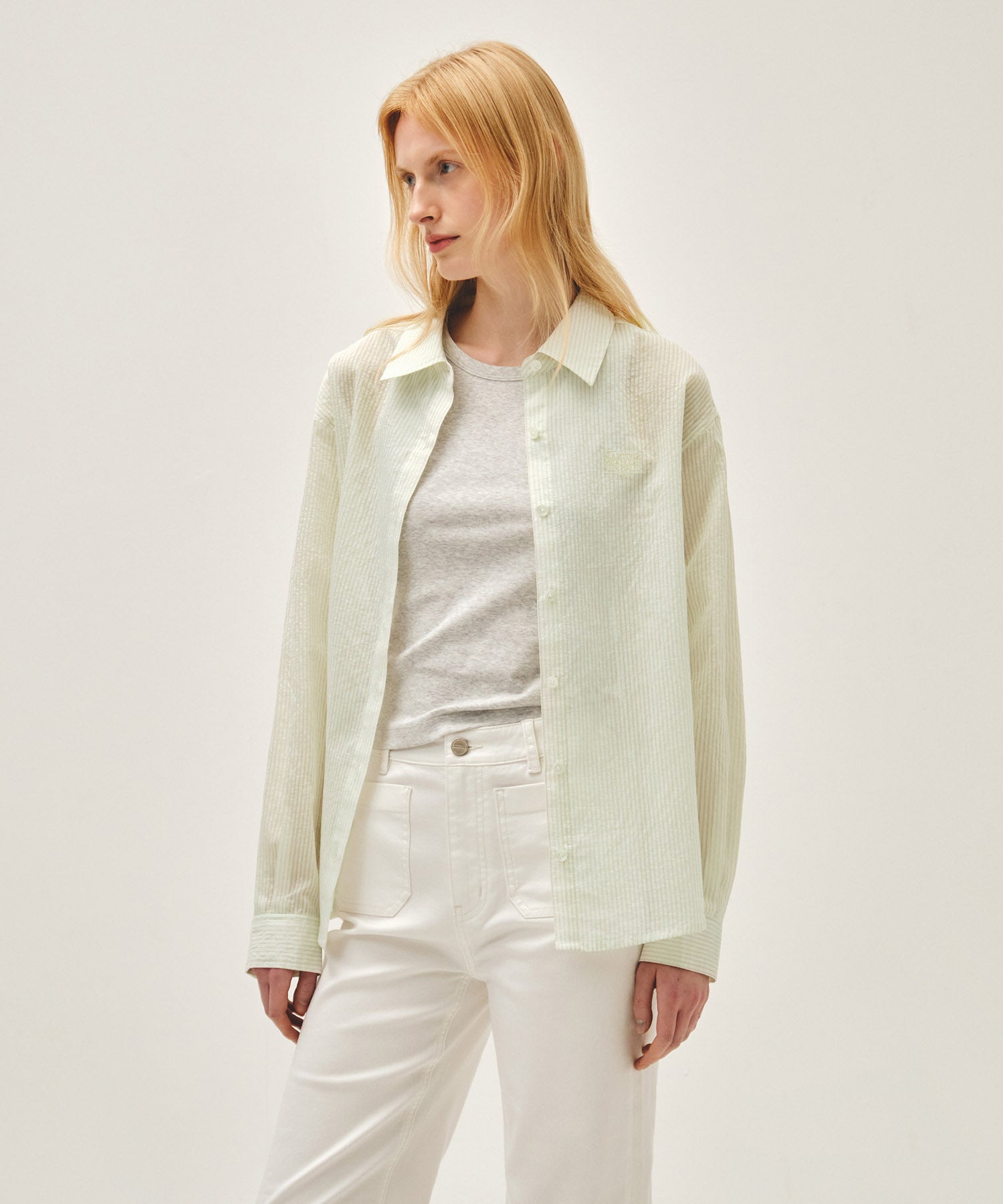 Marithe & Francois Girbaud - Pattern Sheer Shirt (Ivory) product image 6 | TRAB K-Fashion Australia
