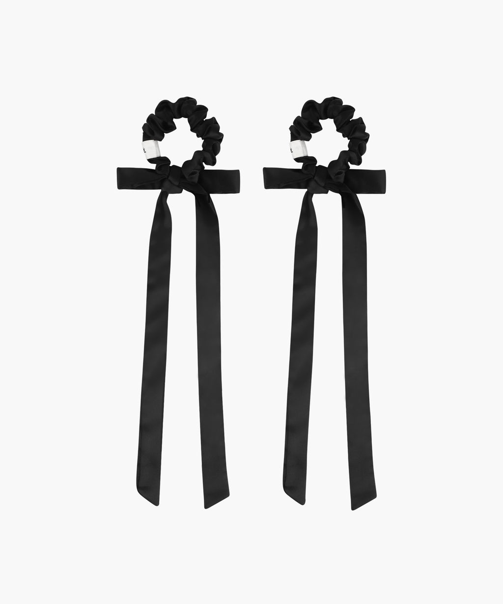 Marithe & Francois Girbaud - Regular Logo Satin Hair Ribbon Scrunchie 2pack (Black) product image 2 | TRAB K-Fashion Australia