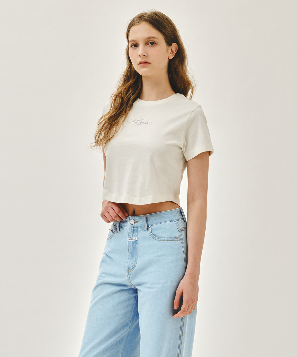 Marithe & Francois Girbaud - Silver Lettering Crop Tee (Ivory) product image 2 | TRAB K-Fashion Australia