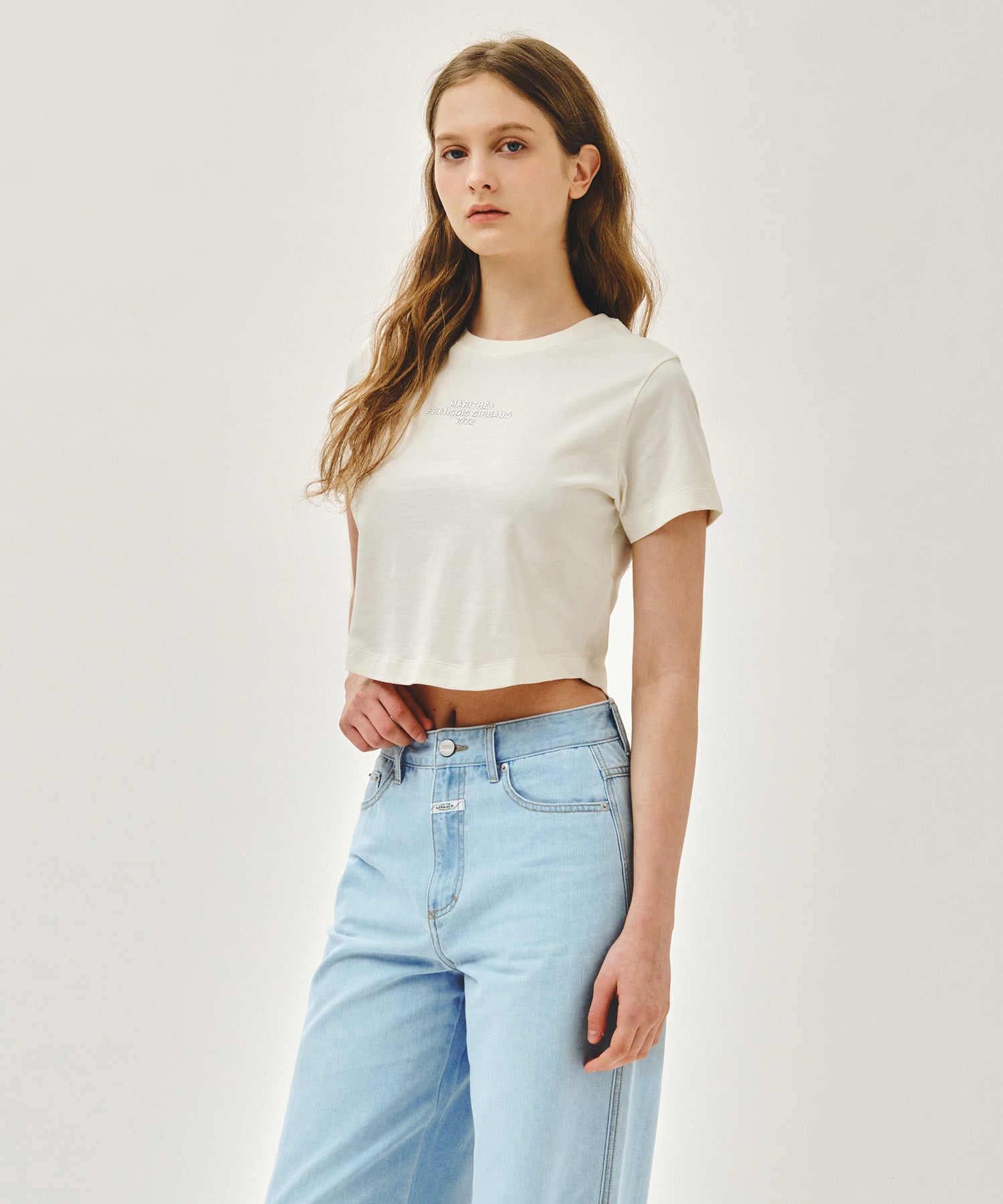 Marithe & Francois Girbaud - Silver Lettering Crop Tee (Ivory) product image 2 | TRAB K-Fashion Australia