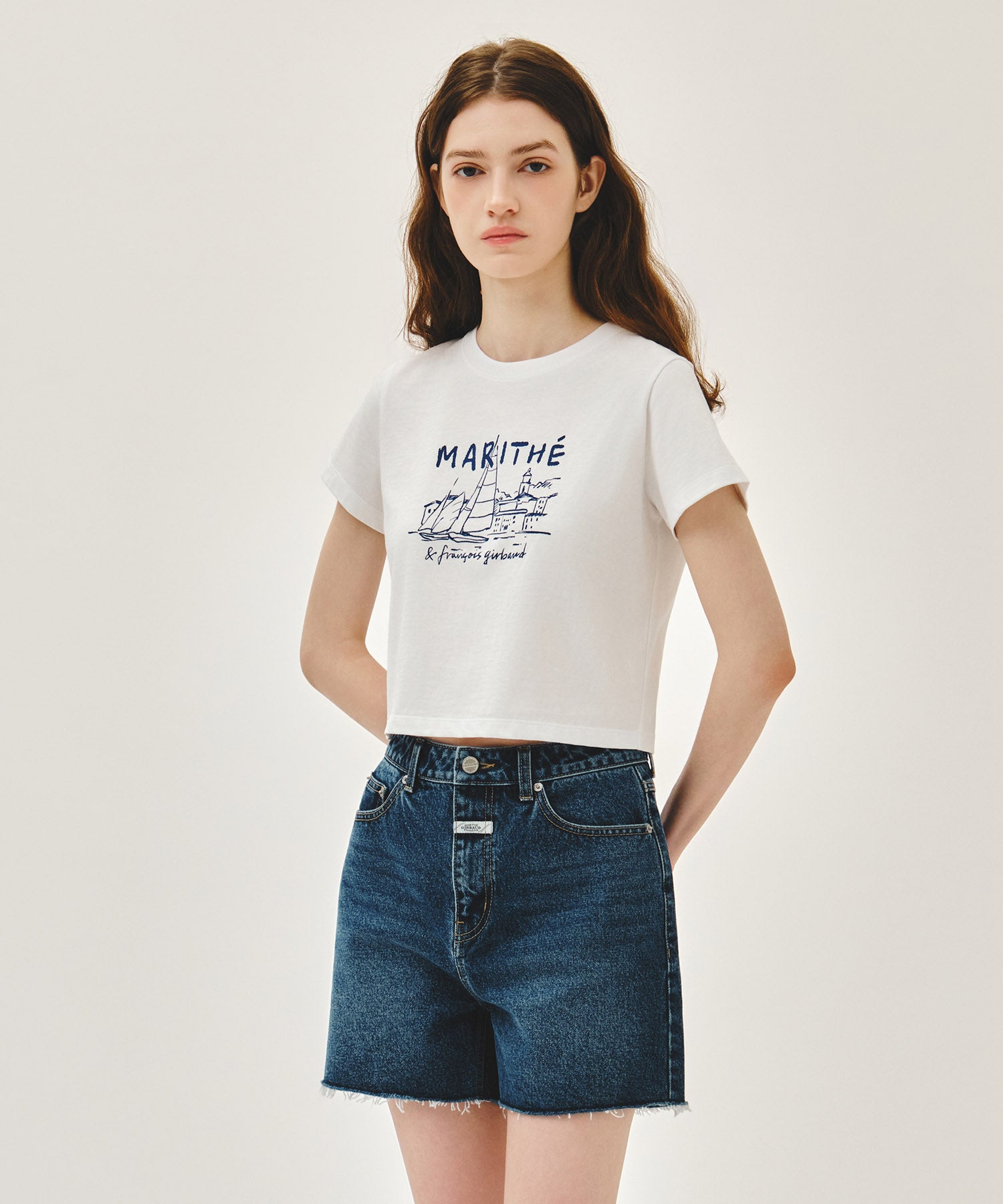 Marithe & Francois Girbaud - French Graphic Crop Tee (White) product image 2 | TRAB K-Fashion Australia