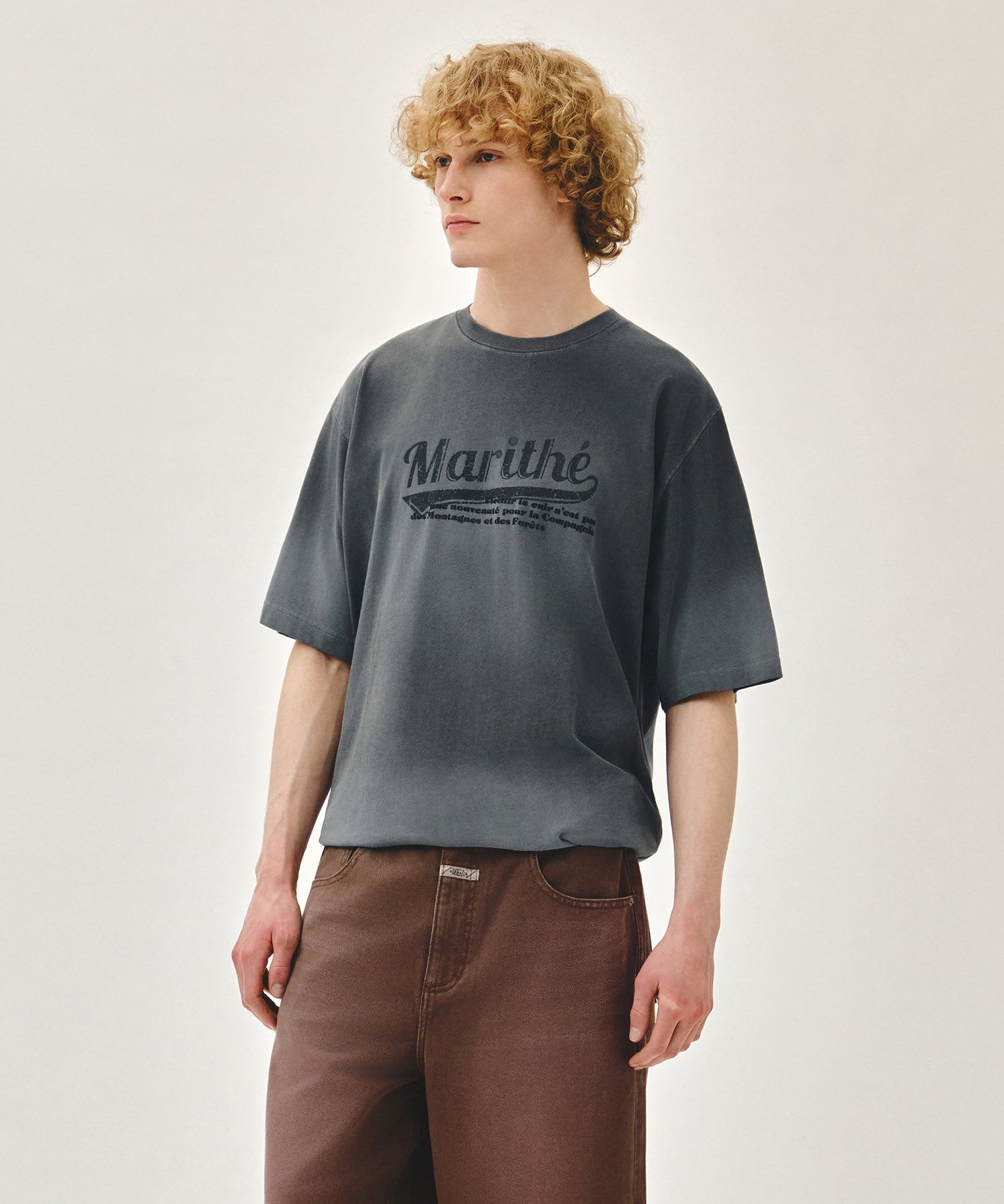 Marithe & Francois Girbaud - Gradation Dyeing Oversized Tee (Charcoal) product image 2 | TRAB K-Fashion Australia