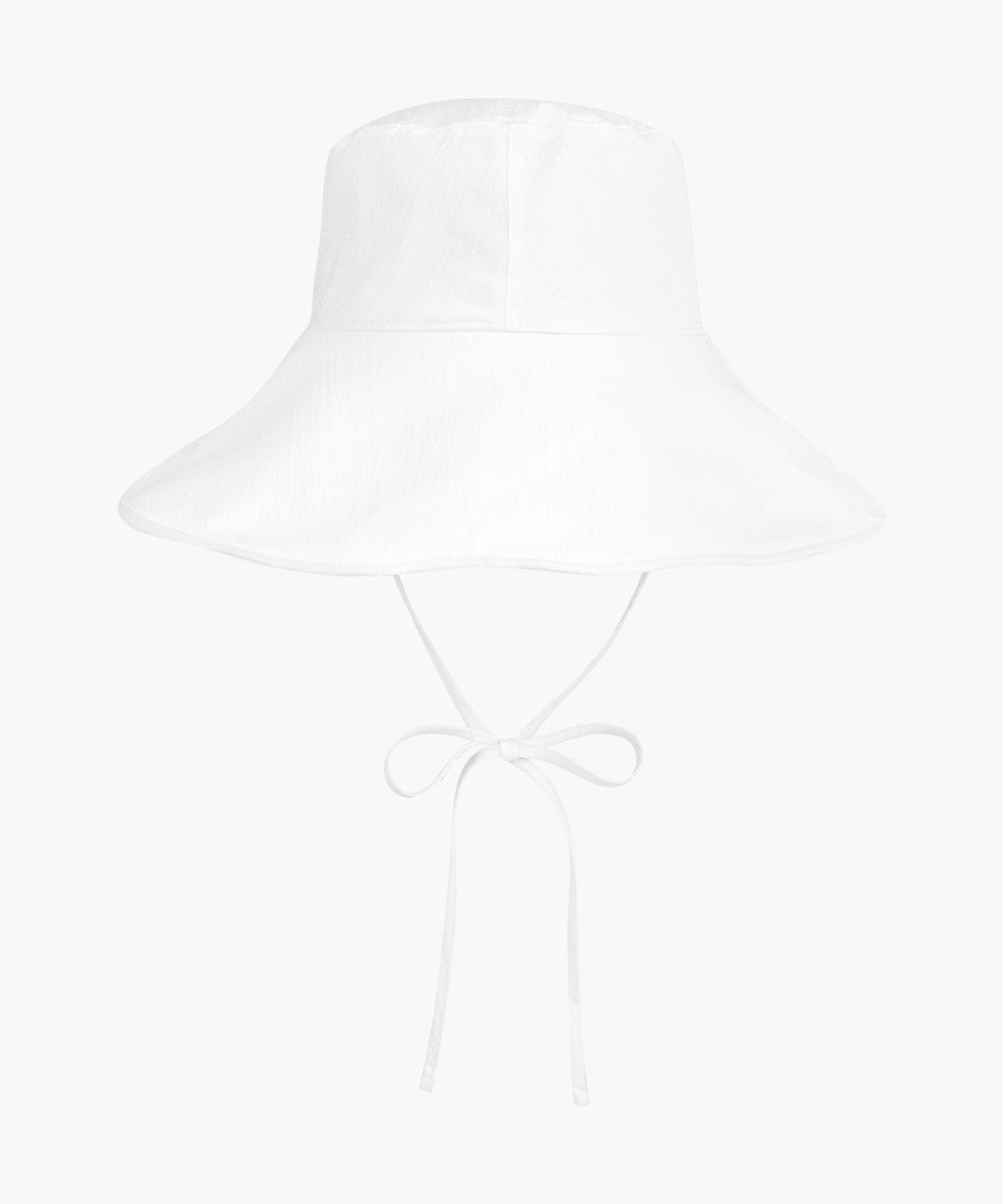 Marithe & Francois Girbaud - Strap Seersucker Wide Bucket Hat (Ivory) product image 2 | TRAB K-Fashion Australia
