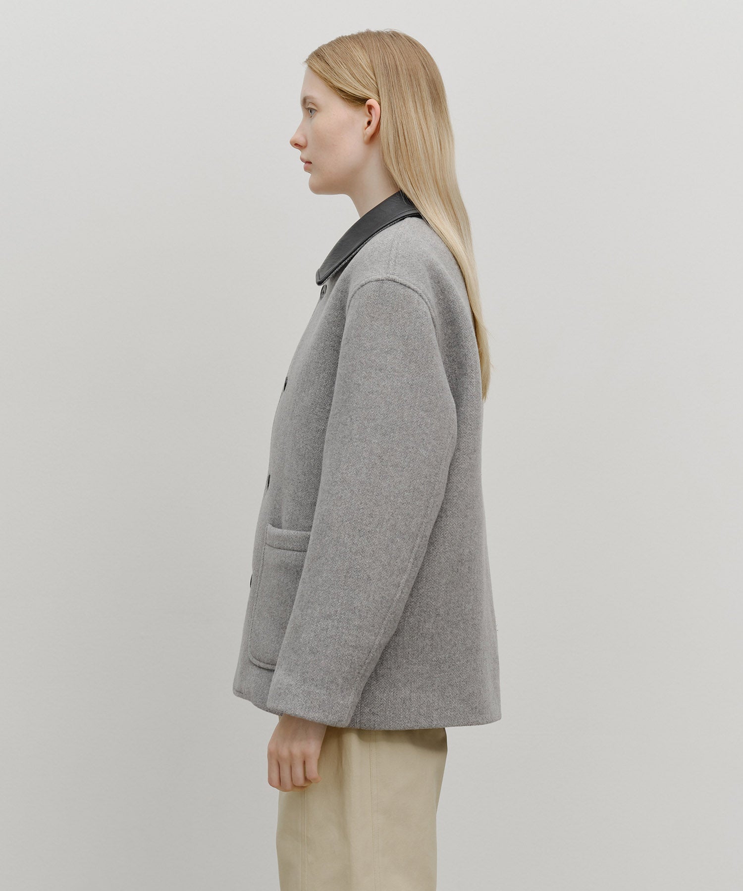 Marithe & Francois Girbaud - Collar Point Half Coat (Gray) product image 2 | TRAB K-Fashion Australia