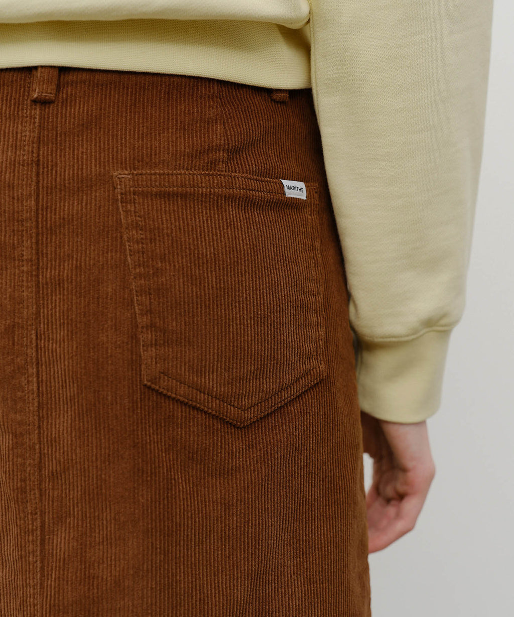 Marithe & Francois Girbaud - Classic Corduroy Midi Skirt (Brown) product image 2 | TRAB K-Fashion Australia