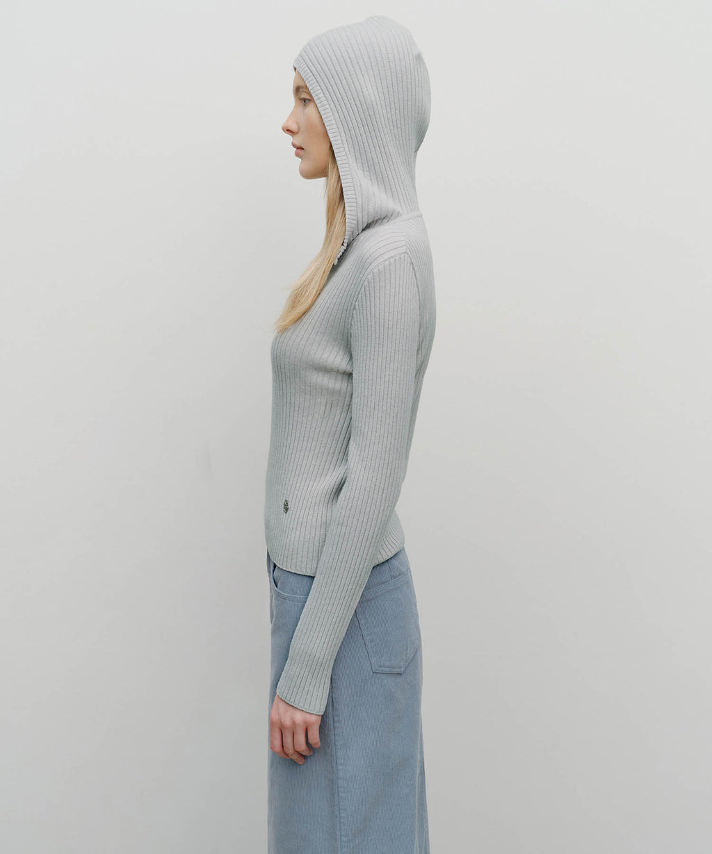 Marithe & Francois Girbaud - Balaclava Hoodie Slim Knit (Light Gray) product image 2 | TRAB K-Fashion Australia
