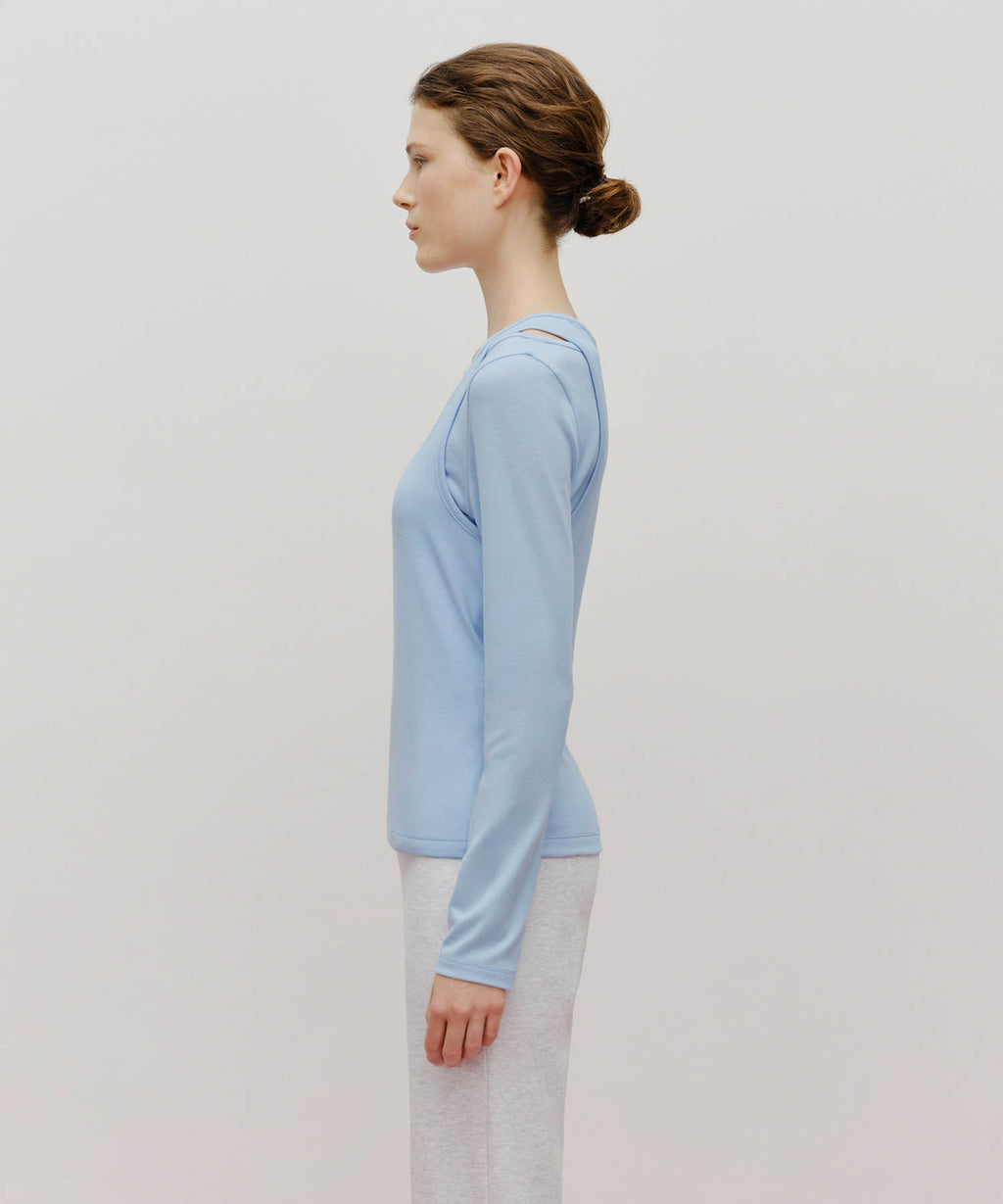 Marithe & Francois Girbaud - Layered Jersey Long Sleeve (Sky Blue) product image 2 | TRAB K-Fashion Australia