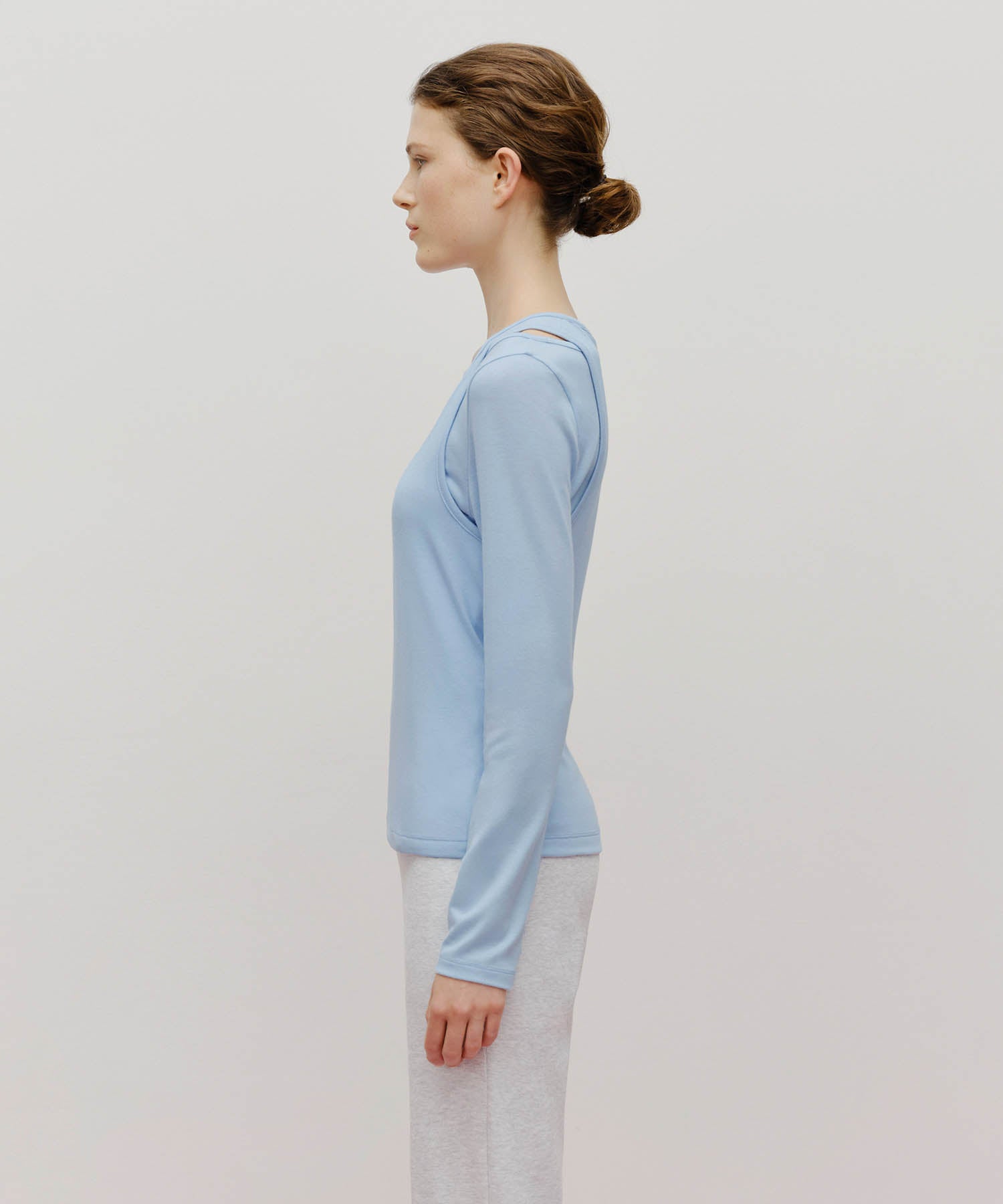 Marithe & Francois Girbaud - Layered Jersey Long Sleeve (Sky Blue) product image 2 | TRAB K-Fashion Australia