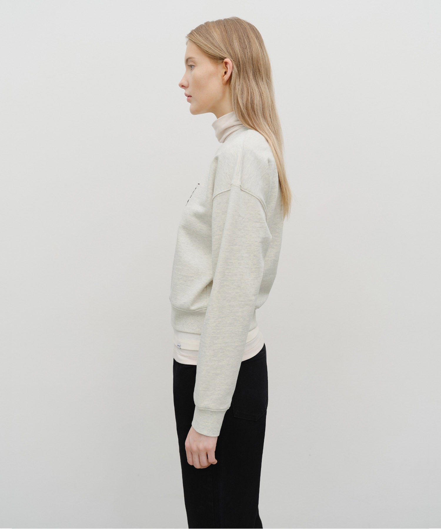 Marithe & Francois Girbaud - Classic Logo Crop Sweatshirt (Oatmeal) product image 2 | TRAB K-Fashion Australia