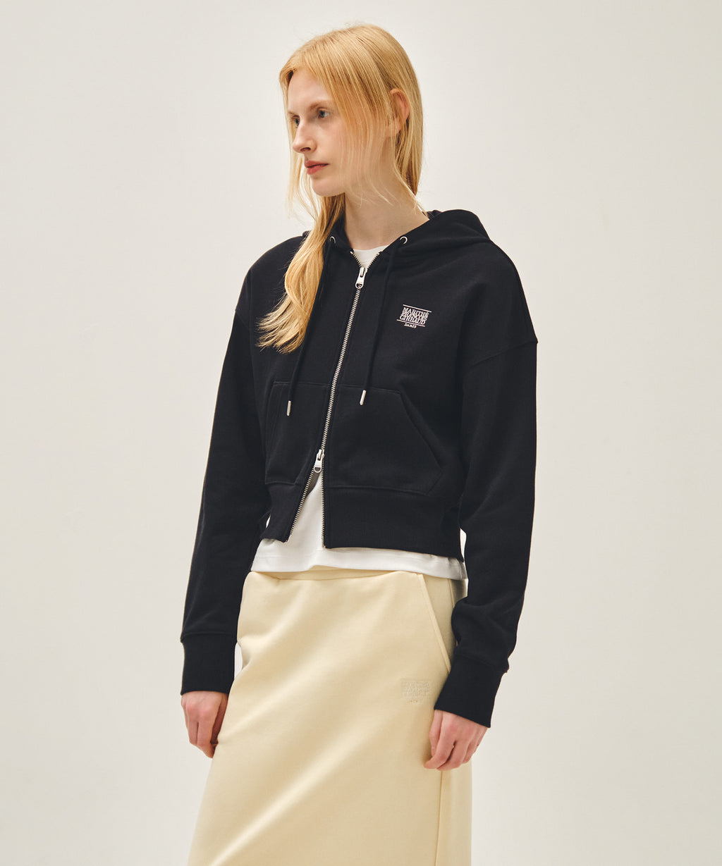 Marithe & Francois Girbaud - Back Classic Logo Crop Hoodie Zipup (Navy) product image 2 | TRAB K-Fashion Australia