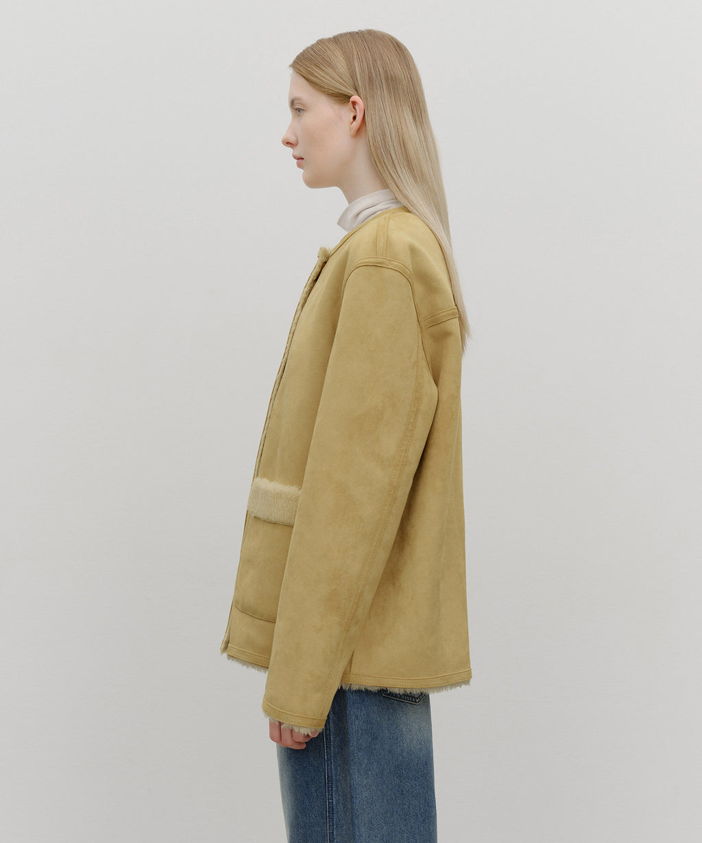 Marithe & Francois Girbaud - Reversible Shearling Jacket (Beige) product image 5 | TRAB K-Fashion Australia