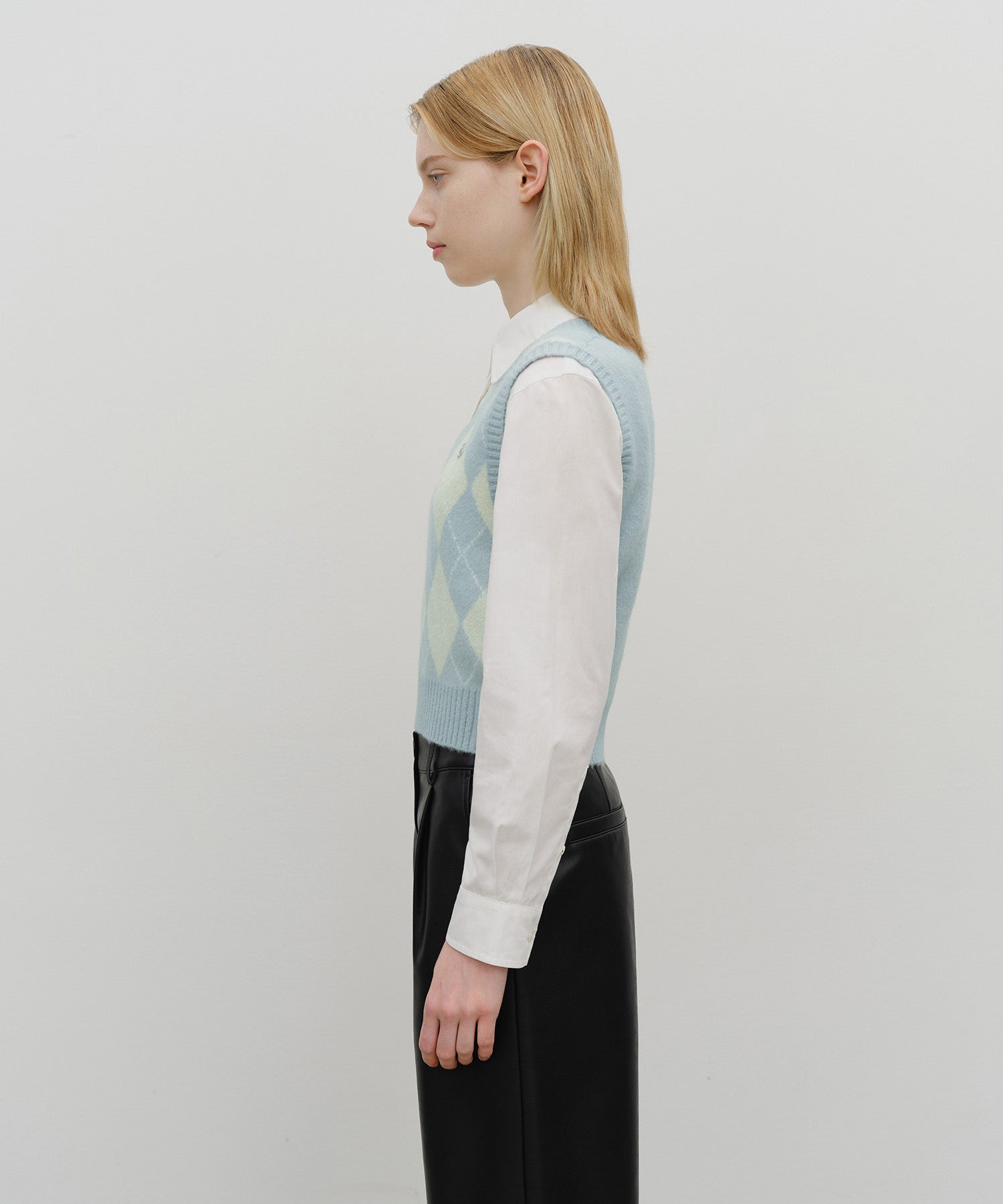 Marithe & Francois Girbaud - Argyle V-neck Knit Vest (Sky Blue) product image 2 | TRAB K-Fashion Australia