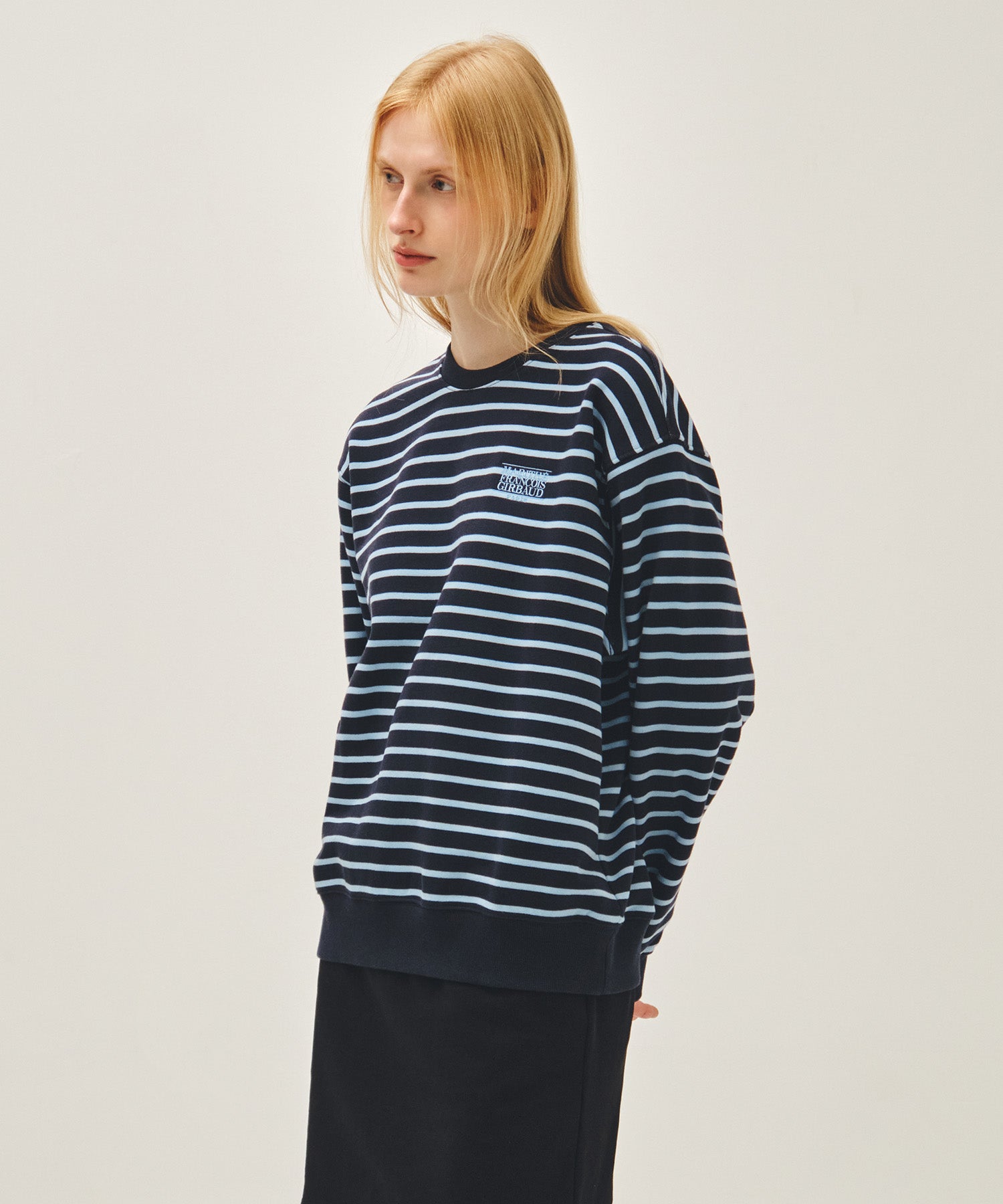 Marithe & Francois Girbaud - Small Classic Logo Stripe Sweatshirt (Navy) product image 2 | TRAB K-Fashion Australia