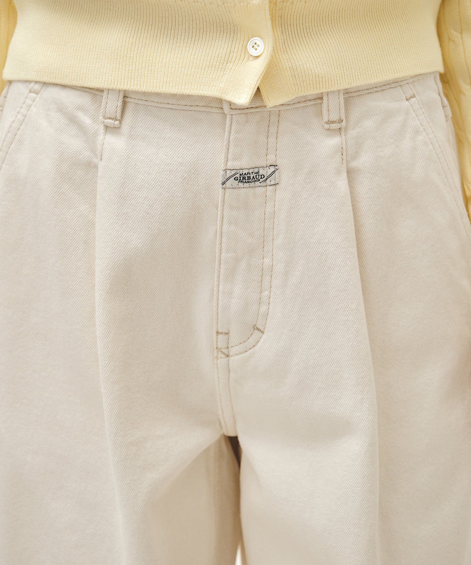 Marithe & Francois Girbaud - Low-waist Tuck Wide Denim Pants (Ecru) product image 4 | TRAB K-Fashion Australia