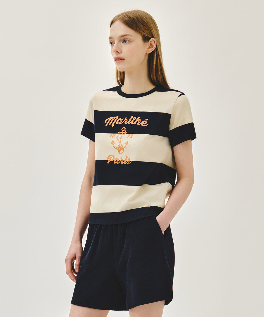 Marithe & Francois Girbaud - Marine Graphic Stripe Tee (Navy) product image 2 | TRAB K-Fashion Australia