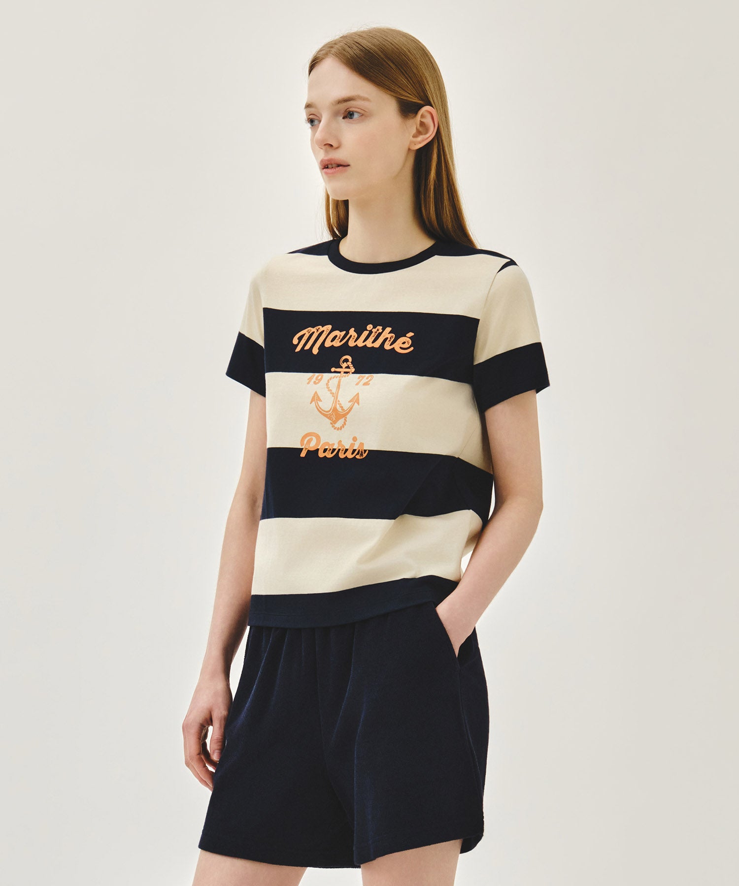 Marithe & Francois Girbaud - Marine Graphic Stripe Tee (Navy) product image 2 | TRAB K-Fashion Australia