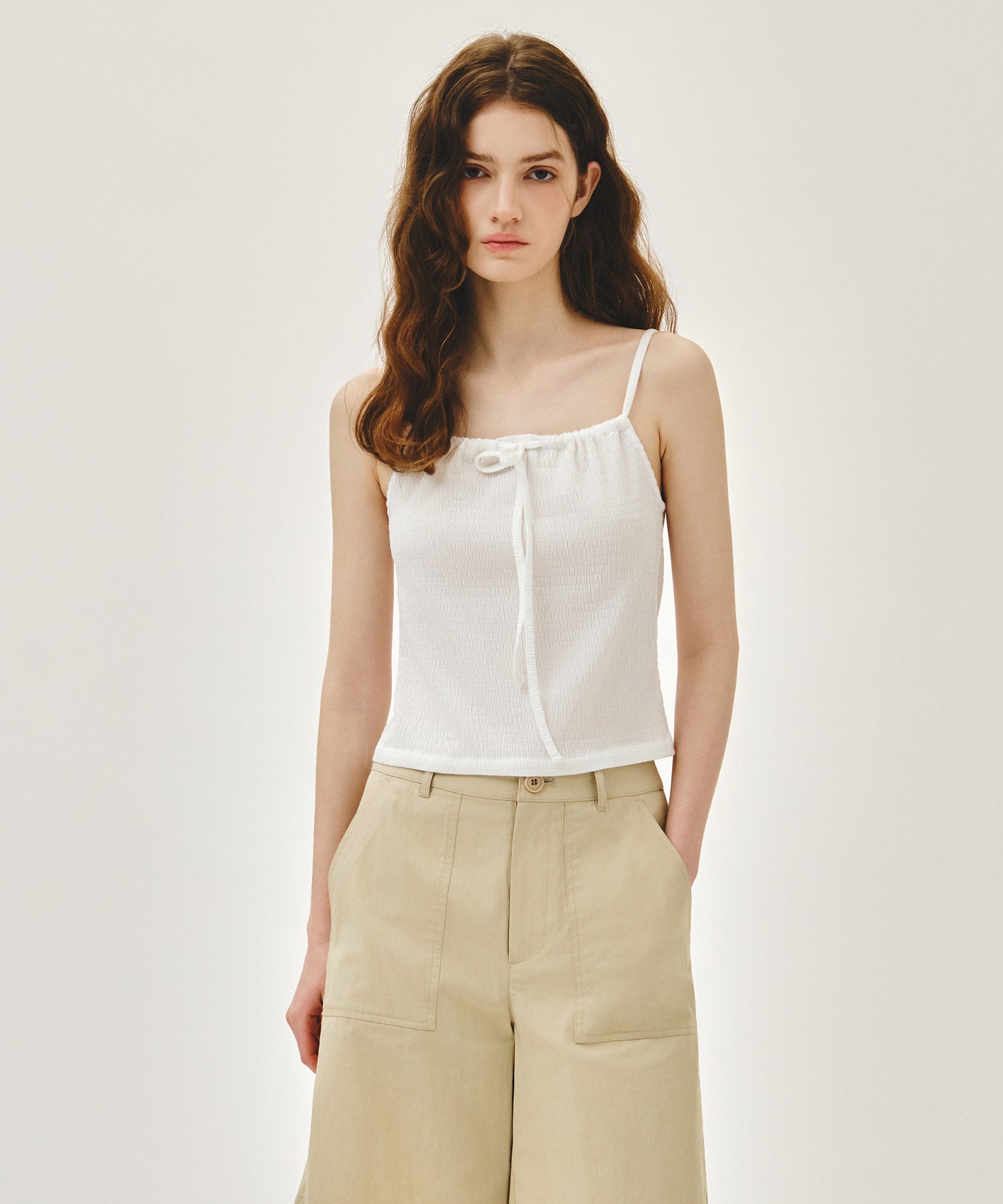 Marithe & Francois Girbaud - Crinkle Sleeveless + Cardigan Set (White) product image 2 | TRAB K-Fashion Australia