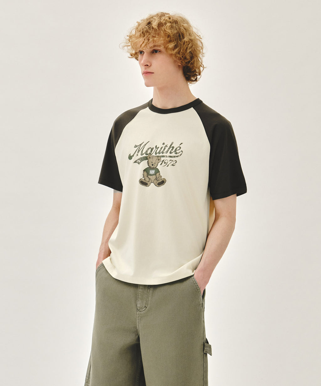 Marithe & Francois Girbaud - Doodle Graphic Raglan Tee (Khaki) product image 2 | TRAB K-Fashion Australia