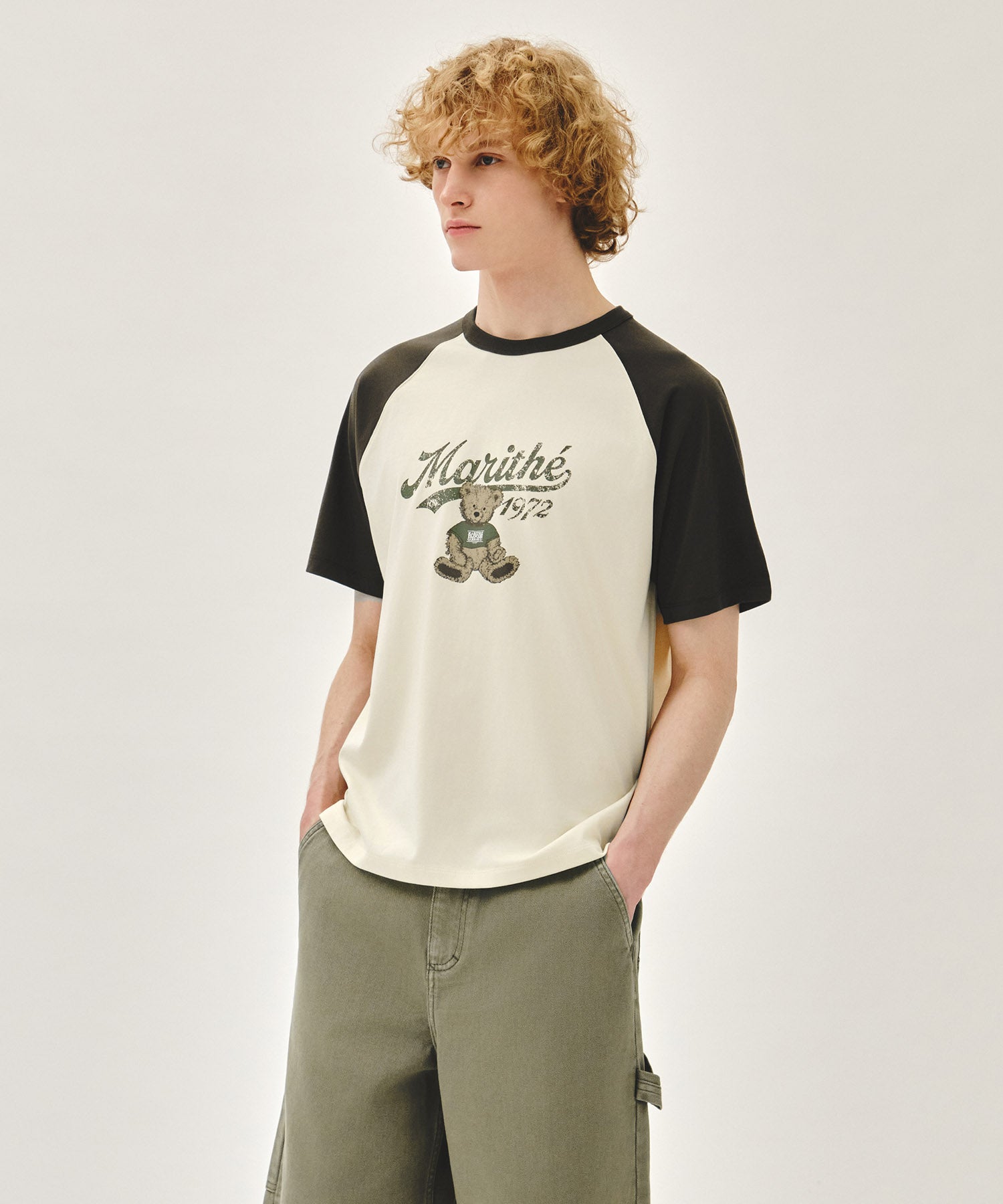Marithe & Francois Girbaud - Doodle Graphic Raglan Tee (Khaki) product image 2 | TRAB K-Fashion Australia