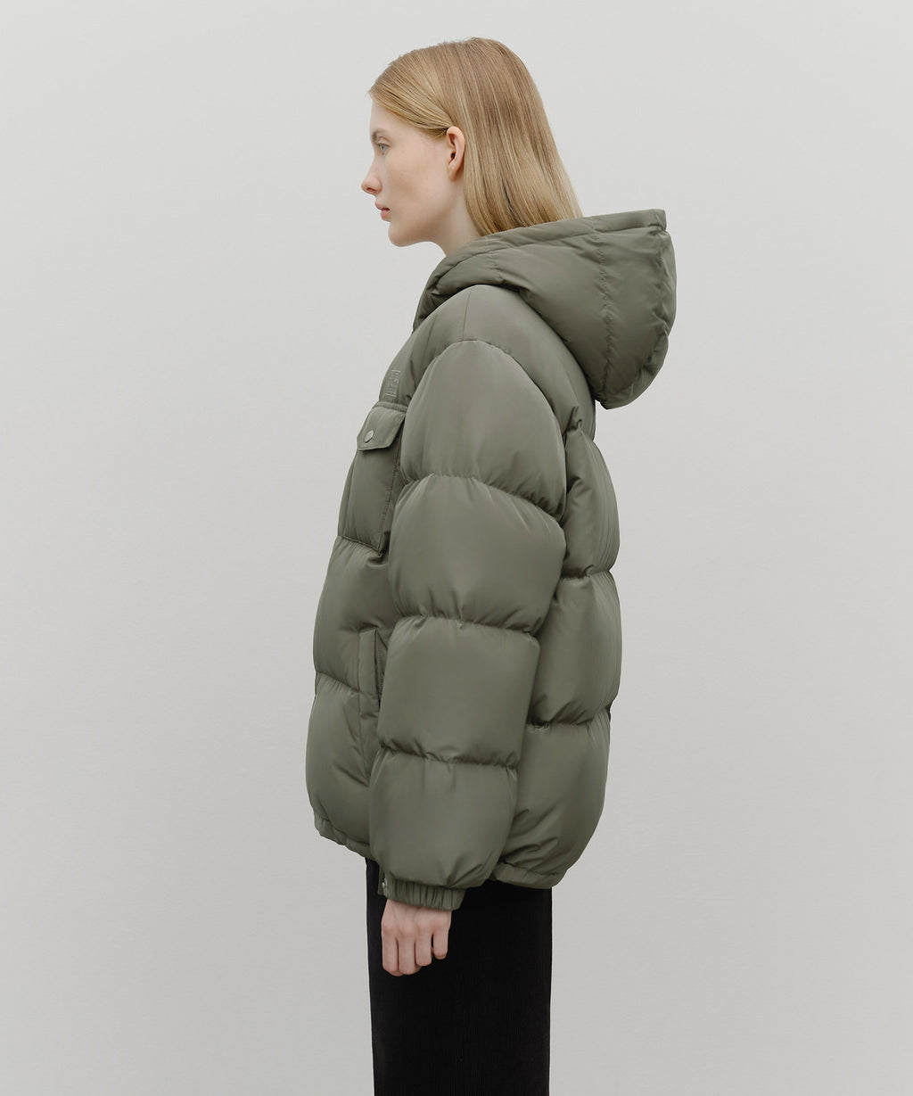 Marithe & Francois Girbaud - Hooded Chest Pocket Down Jacket (Gray) product image 2 | TRAB K-Fashion Australia