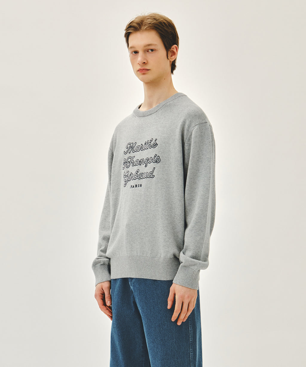 Marithe & Francois Girbaud - Drawing Classic Logo Knit Pullover (Melange Gray) product image 2 | TRAB K-Fashion Australia