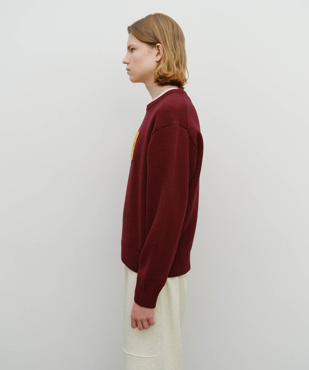 Marithe & Francois Girbaud - Applique Knit Pullover (Burgundy) product image 2 | TRAB K-Fashion Australia