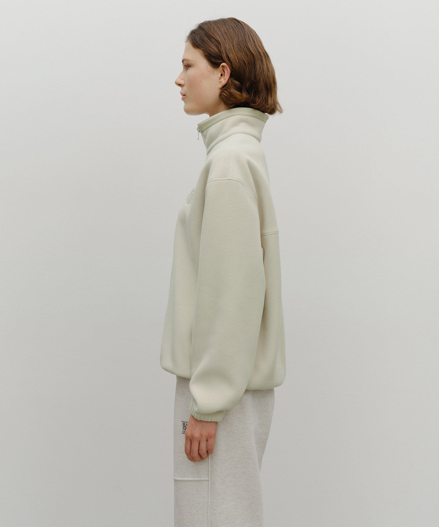 Marithe & Francois Girbaud - Classic Logo Half Neck Fleece Sweatshirt (Ivory) product image 2 | TRAB K-Fashion Australia