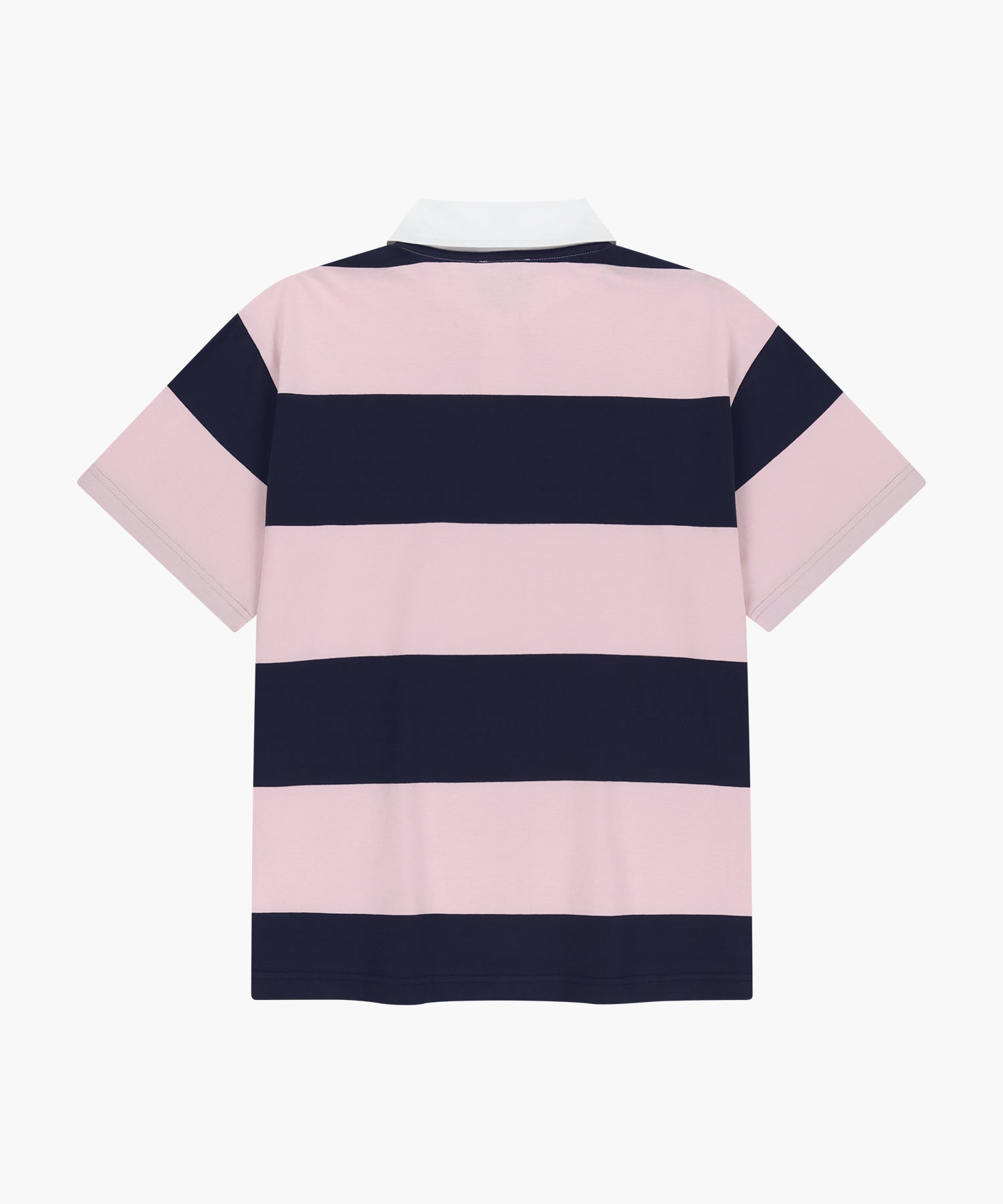 Marithe & Francois Girbaud - [Pre-order – Ships 10 Jul] Small Classic Logo Rugby Stripe Oversized Collar Tee (Pink) product image 2 | TRAB K-Fashion Australia