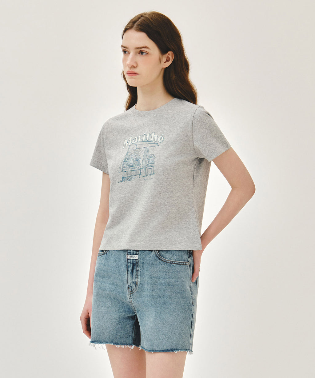 Marithe & Francois Girbaud - French Fruit Shop Graphic Tee (Heather Gray) product image 2 | TRAB K-Fashion Australia